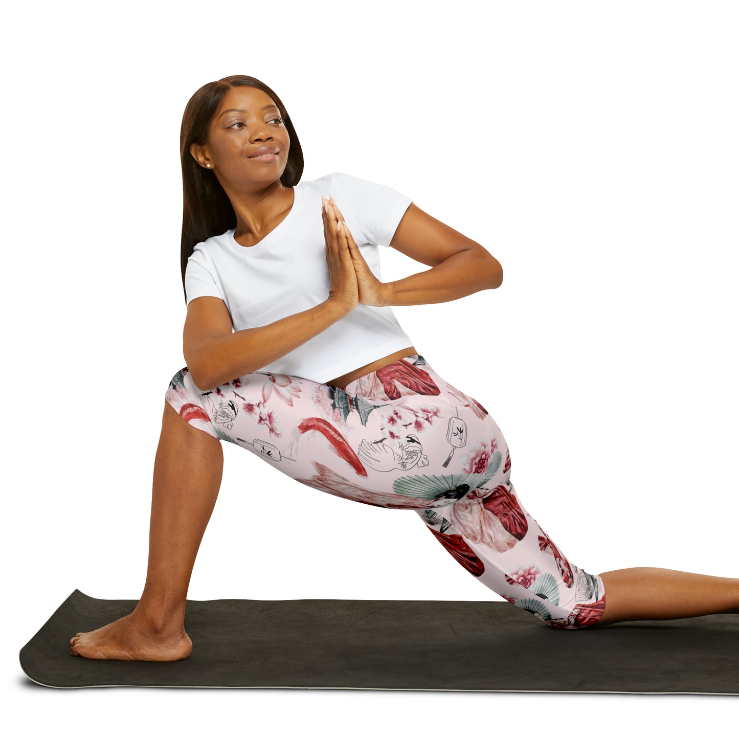 Soluvd Pink Pagoda Yoga Capri Leggings