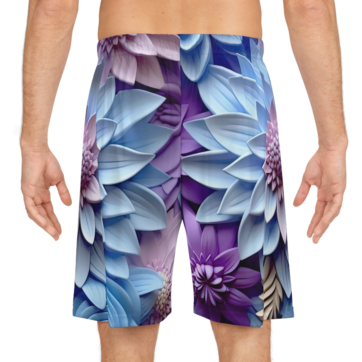 Soluvd Blue 3D Floral Basketball Shorts