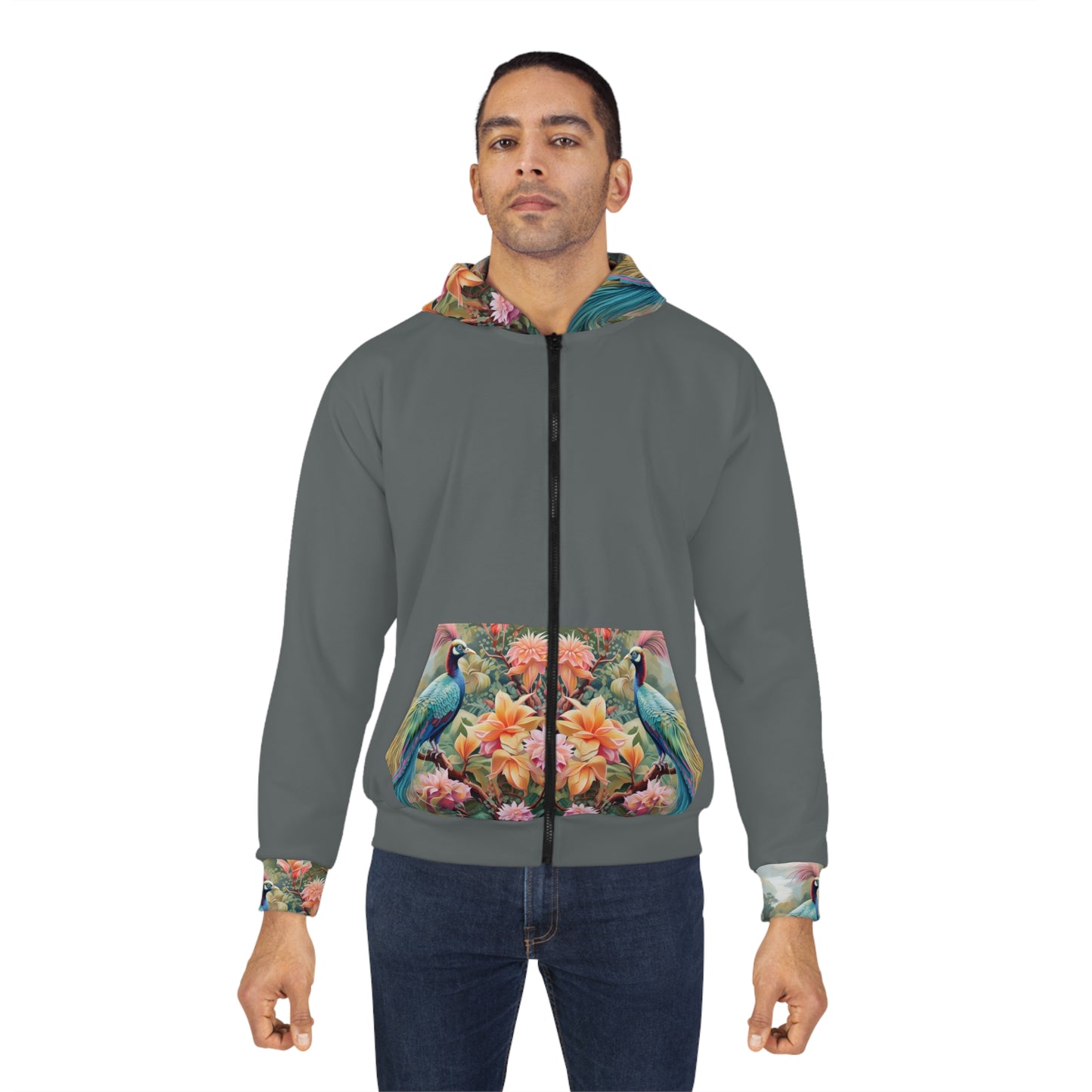 Soluvd Blue Bird Unisex, Women's, Men's Zip Hoodie (AOP)