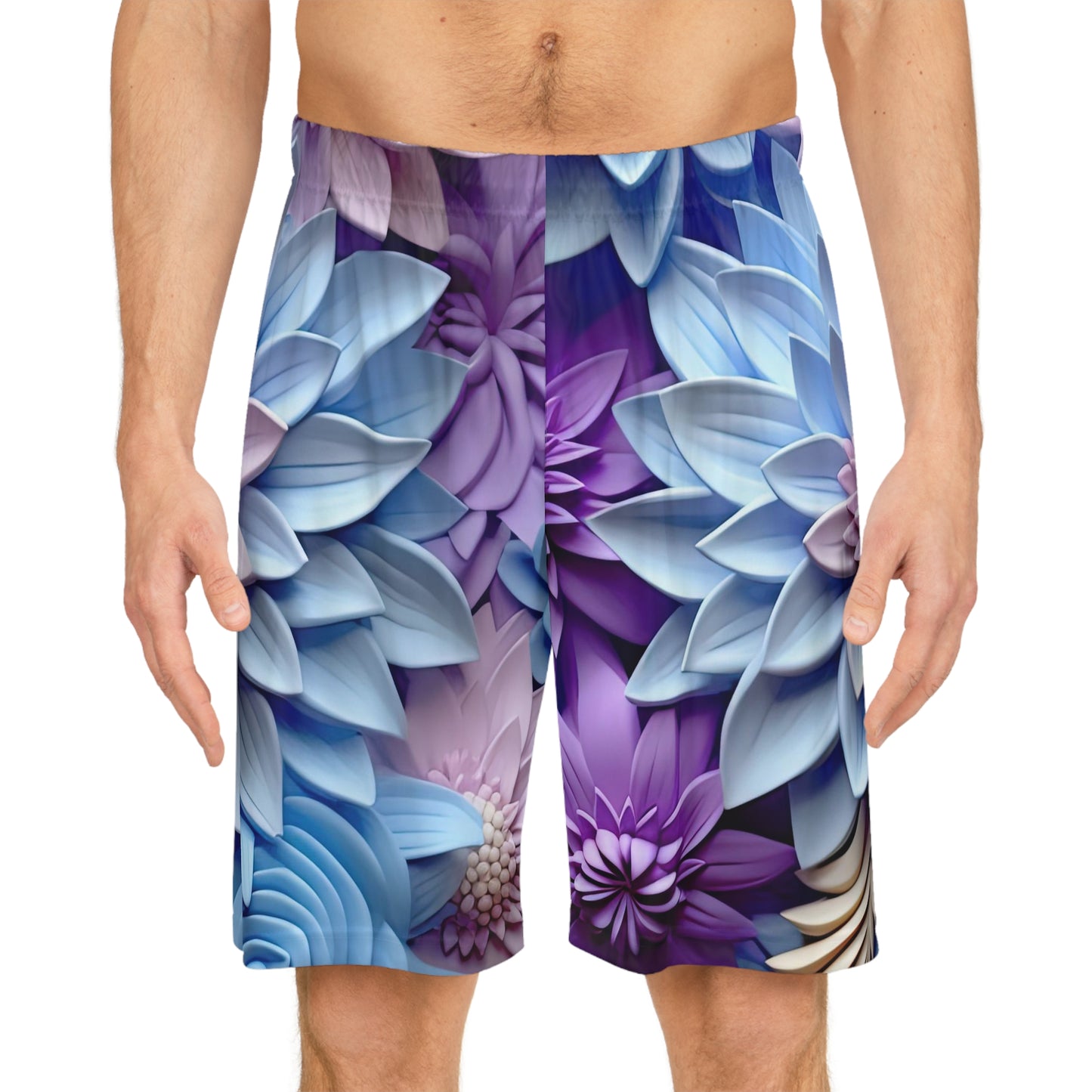 Soluvd Blue 3D Floral Basketball Shorts