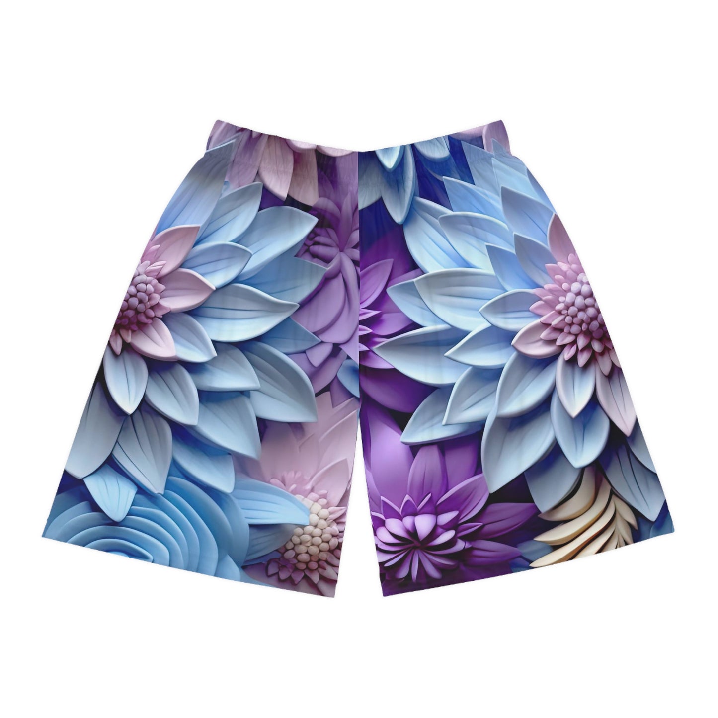 Soluvd Blue 3D Floral Basketball Shorts