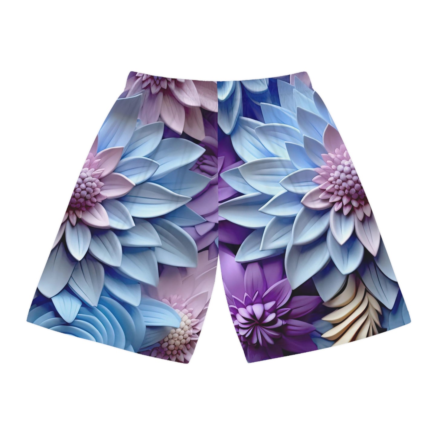 Soluvd Blue 3D Floral Basketball Shorts