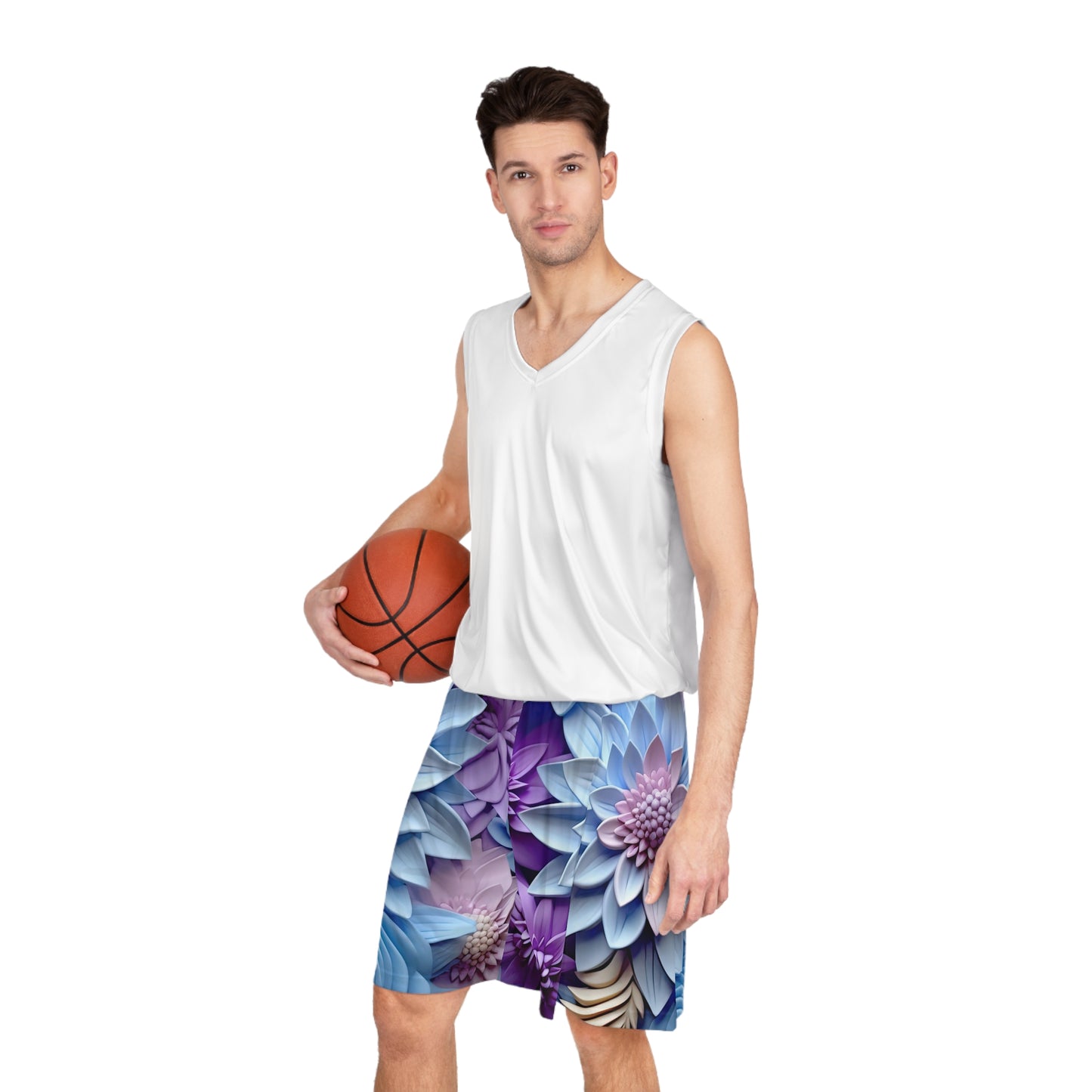 Soluvd Blue 3D Floral Basketball Shorts