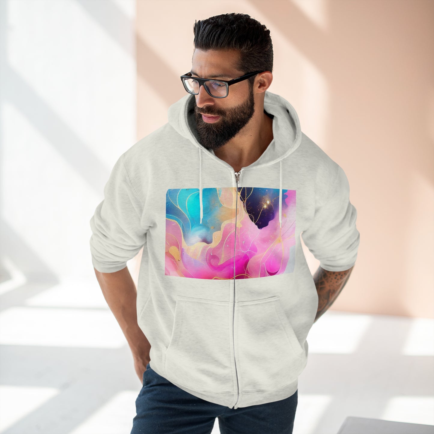 Soluvd Unisex Premium Full Zip Hoodie Alcohol Ink