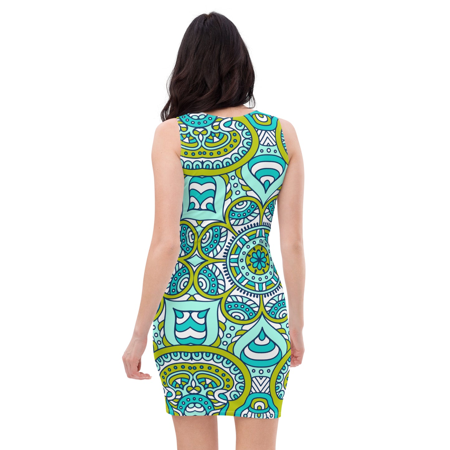 Sublimation Cut & Sew Dress with Green Mandala Print