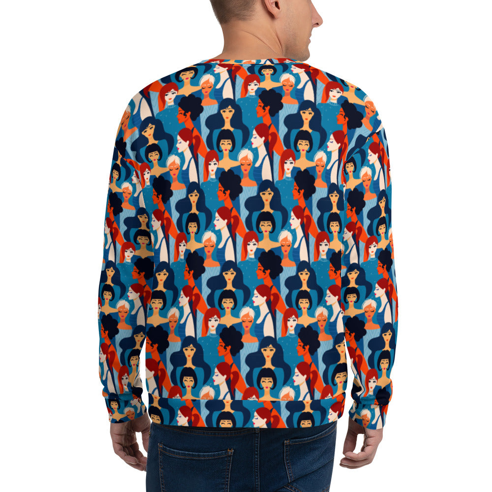 Unisex Sweatshirt with Blue Ladies Print