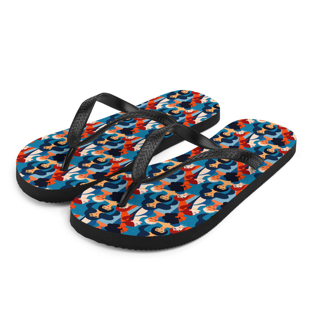 Flip-Flops with Blue Ladies Print