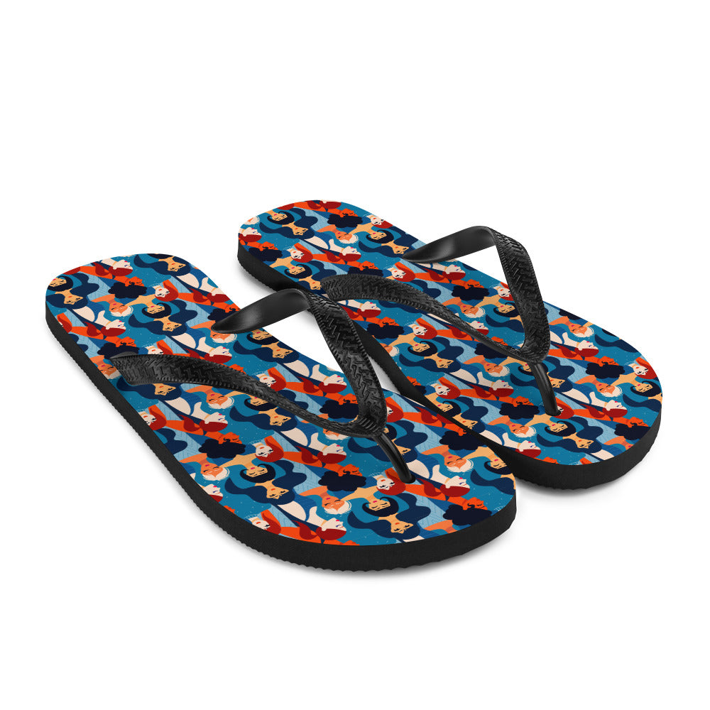 Flip-Flops with Blue Ladies Print