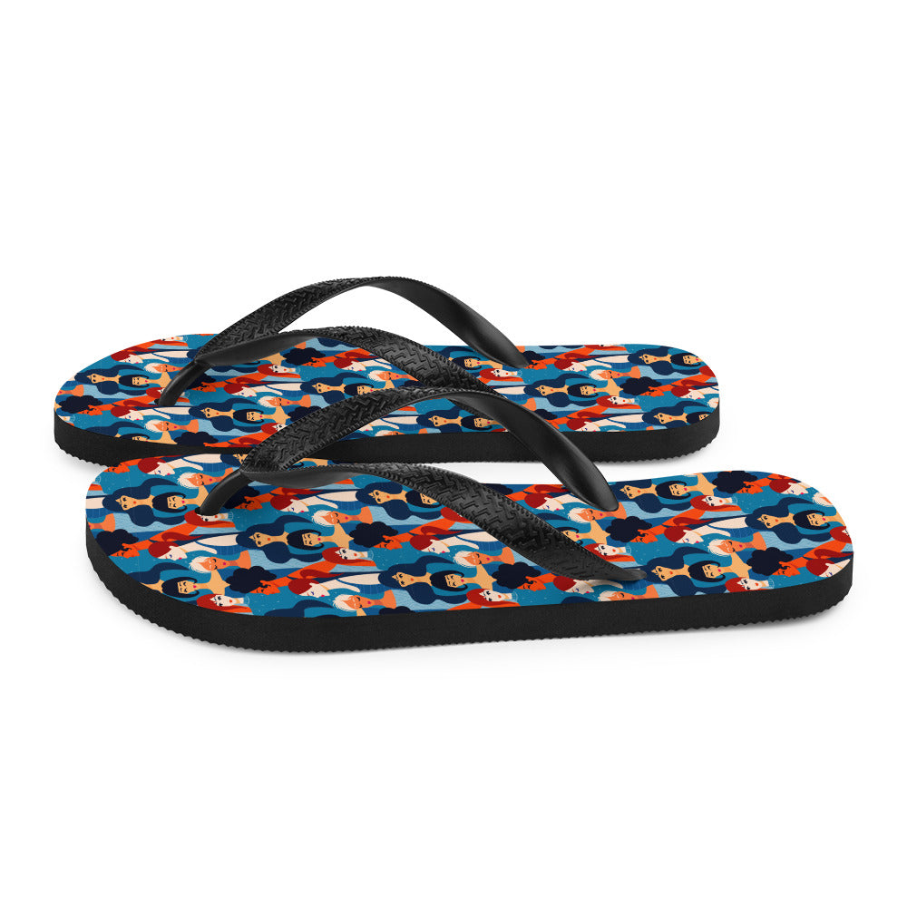 Flip-Flops with Blue Ladies Print