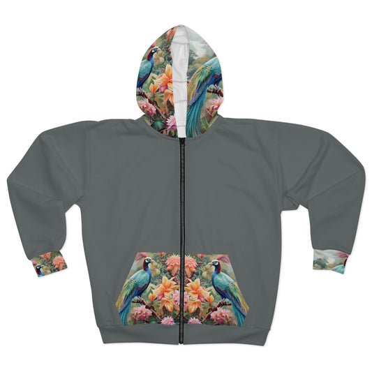 Soluvd Blue Bird Unisex, Women's, Men's Zip Hoodie (AOP)