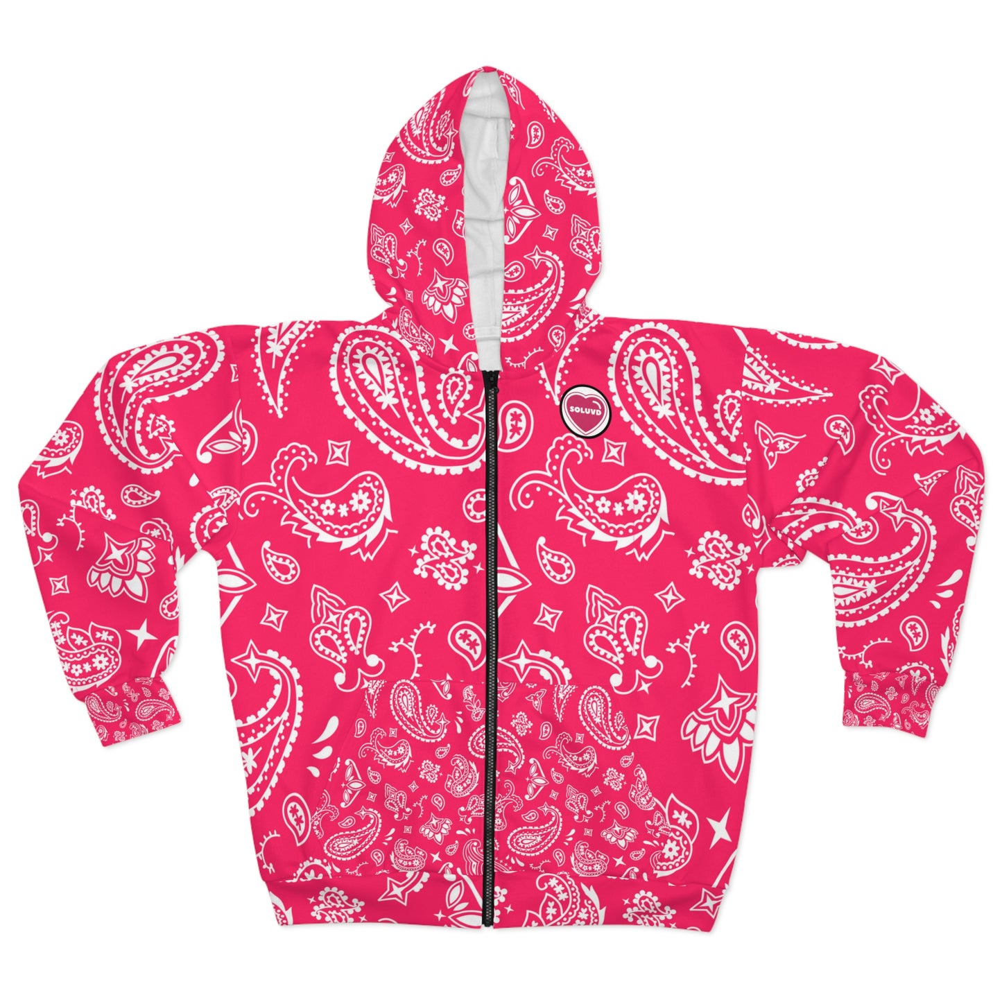 Soluvd Pink Bandana Unisex, Women's, Men's Zip Hoodie