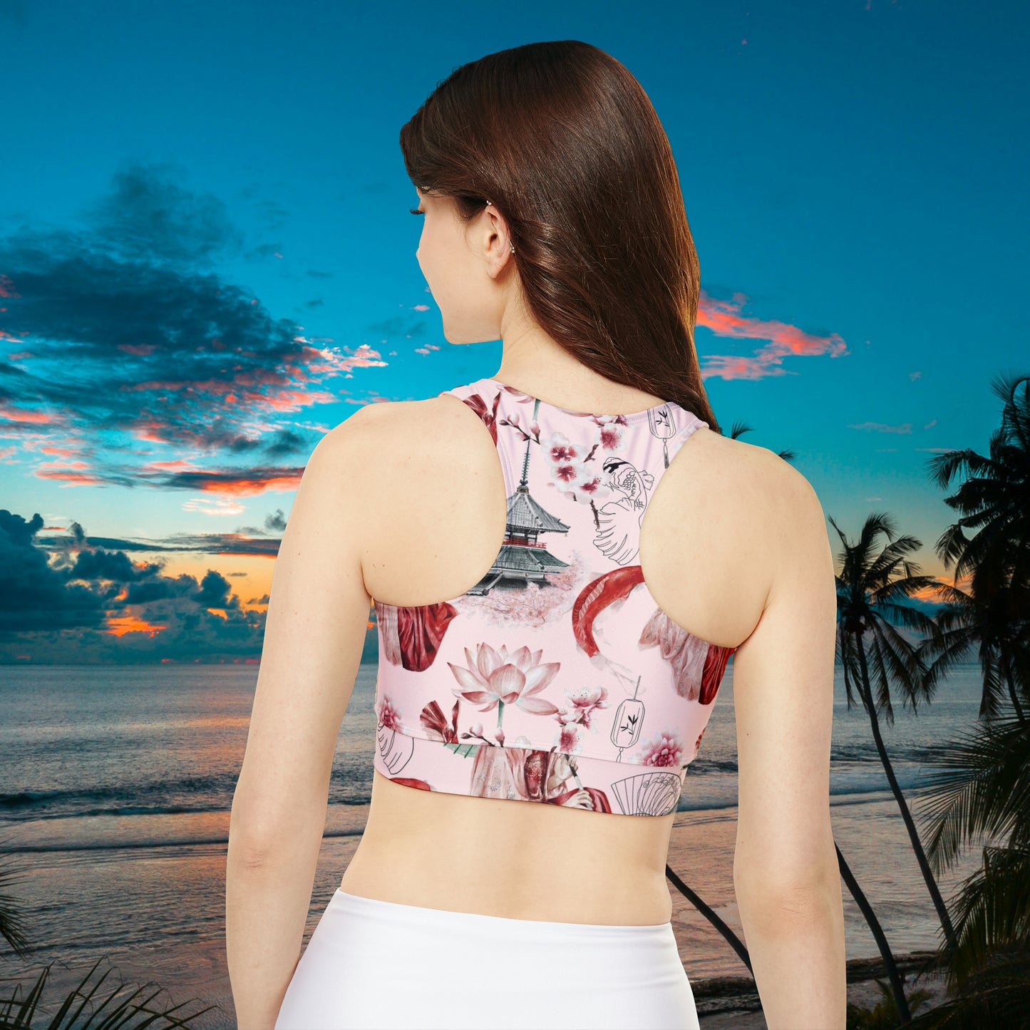 Soluvd Pink Pagoda Fully Lined, Padded Sports Bra