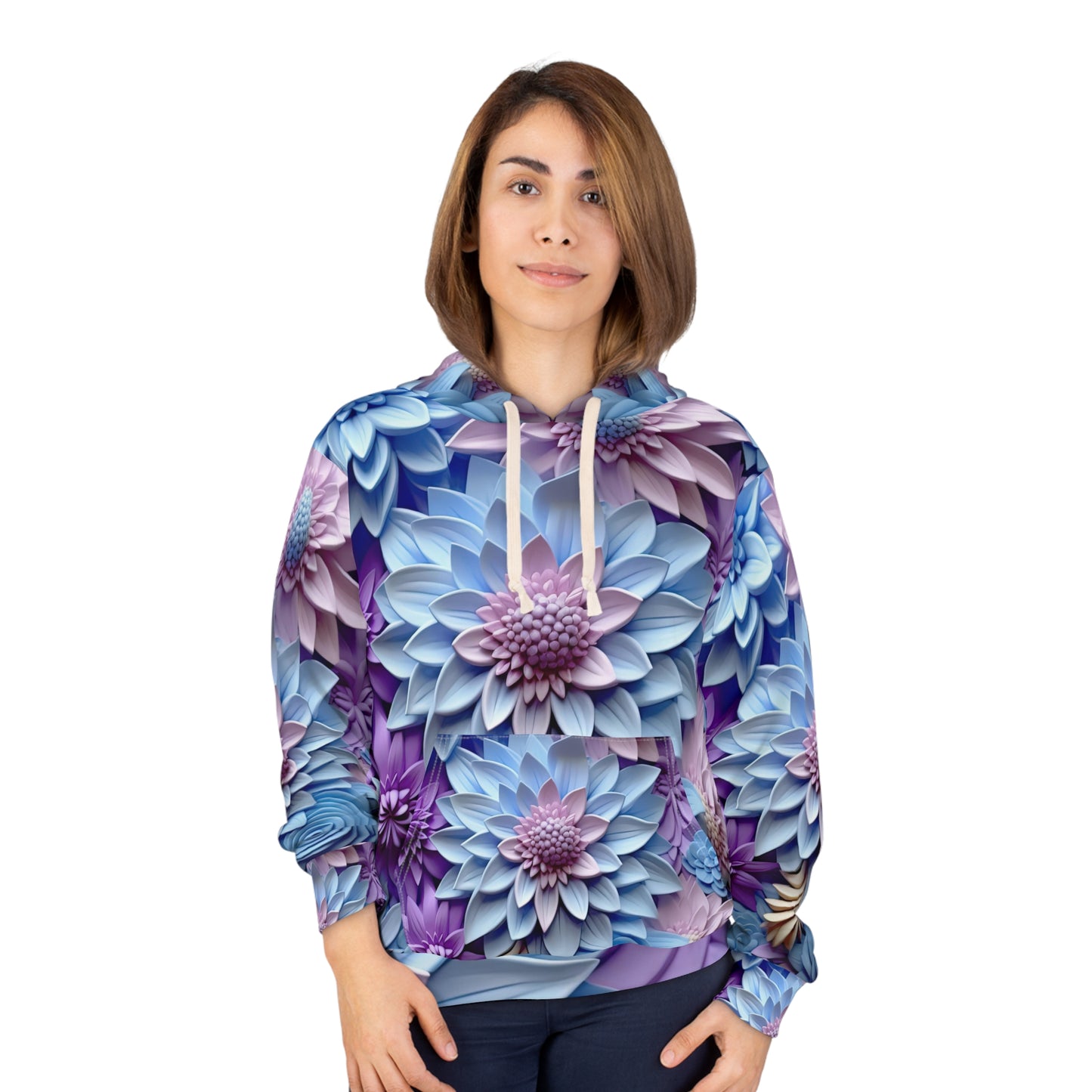 Soluvd Blue 3D Floral Unisex, Women's, Men's Pullover Hoodie