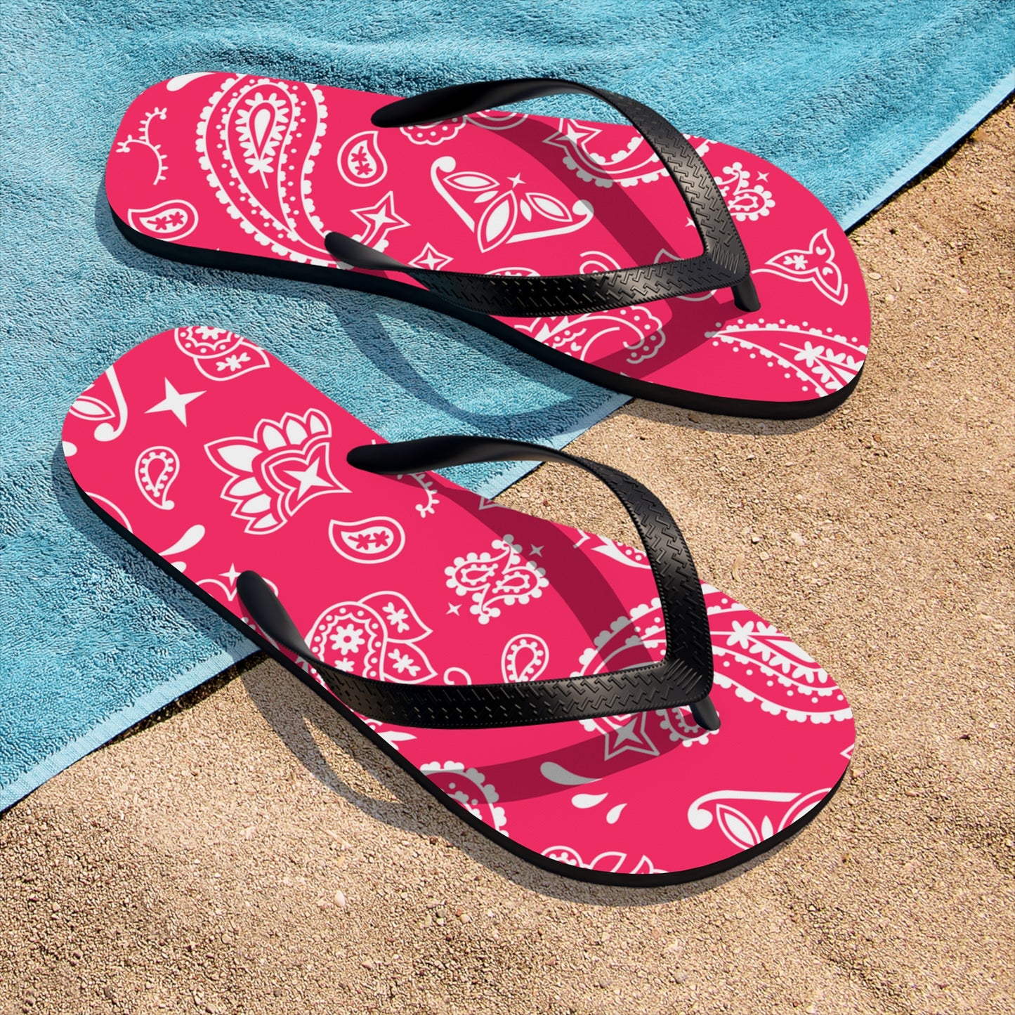 Soluvd Pink Bandana Unisex, Women's, Men's Flip-Flops