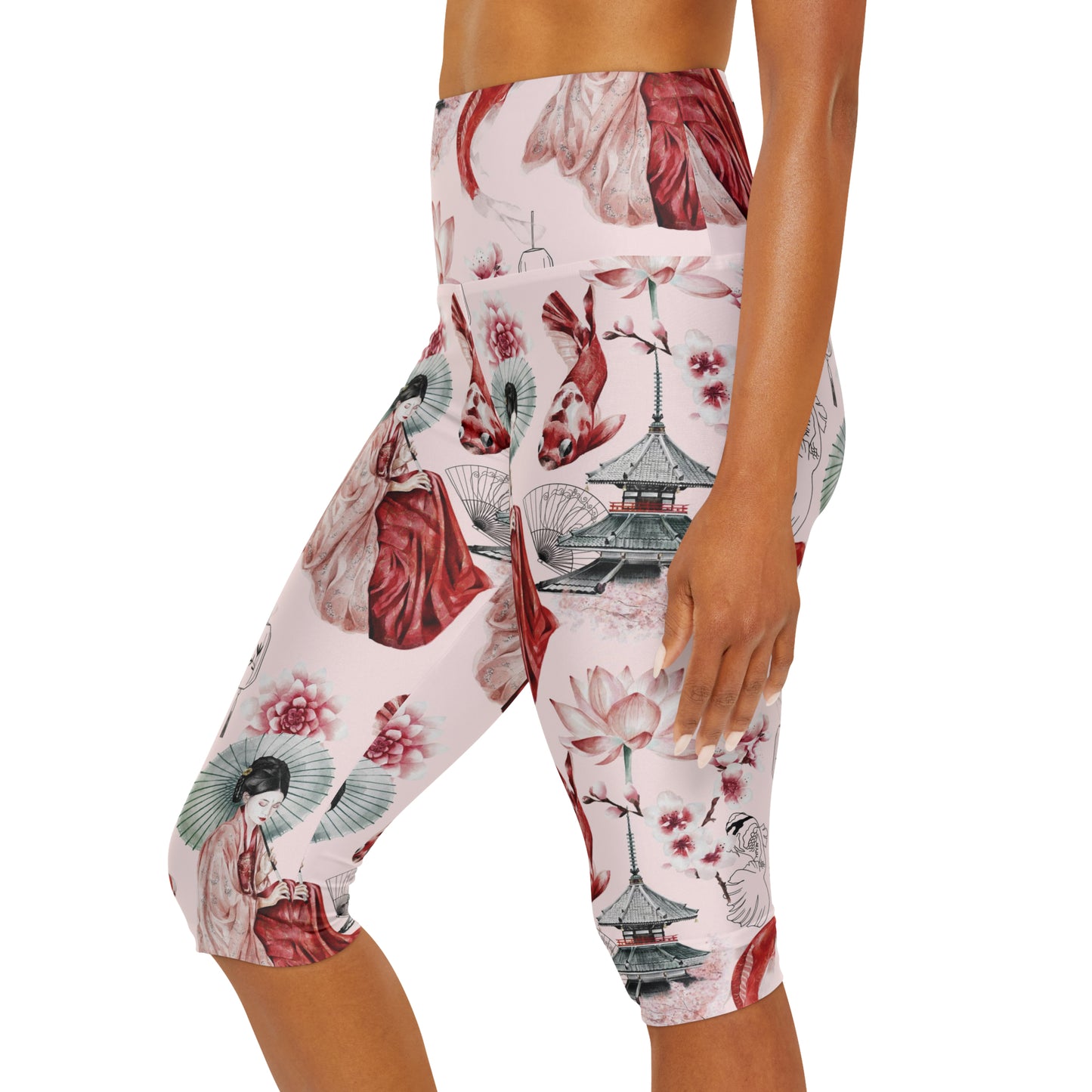 Soluvd Pink Pagoda Yoga Capri Leggings