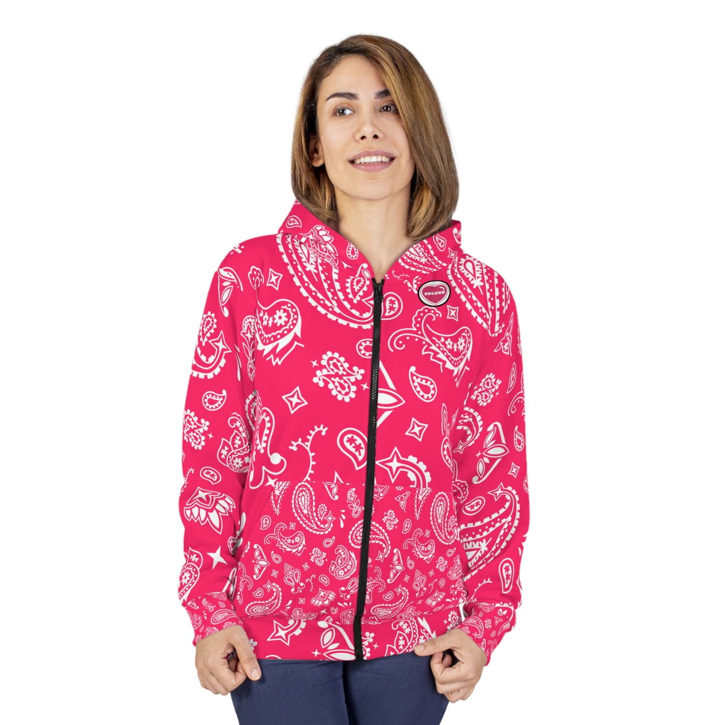 Soluvd Pink Bandana Unisex, Women's, Men's Zip Hoodie