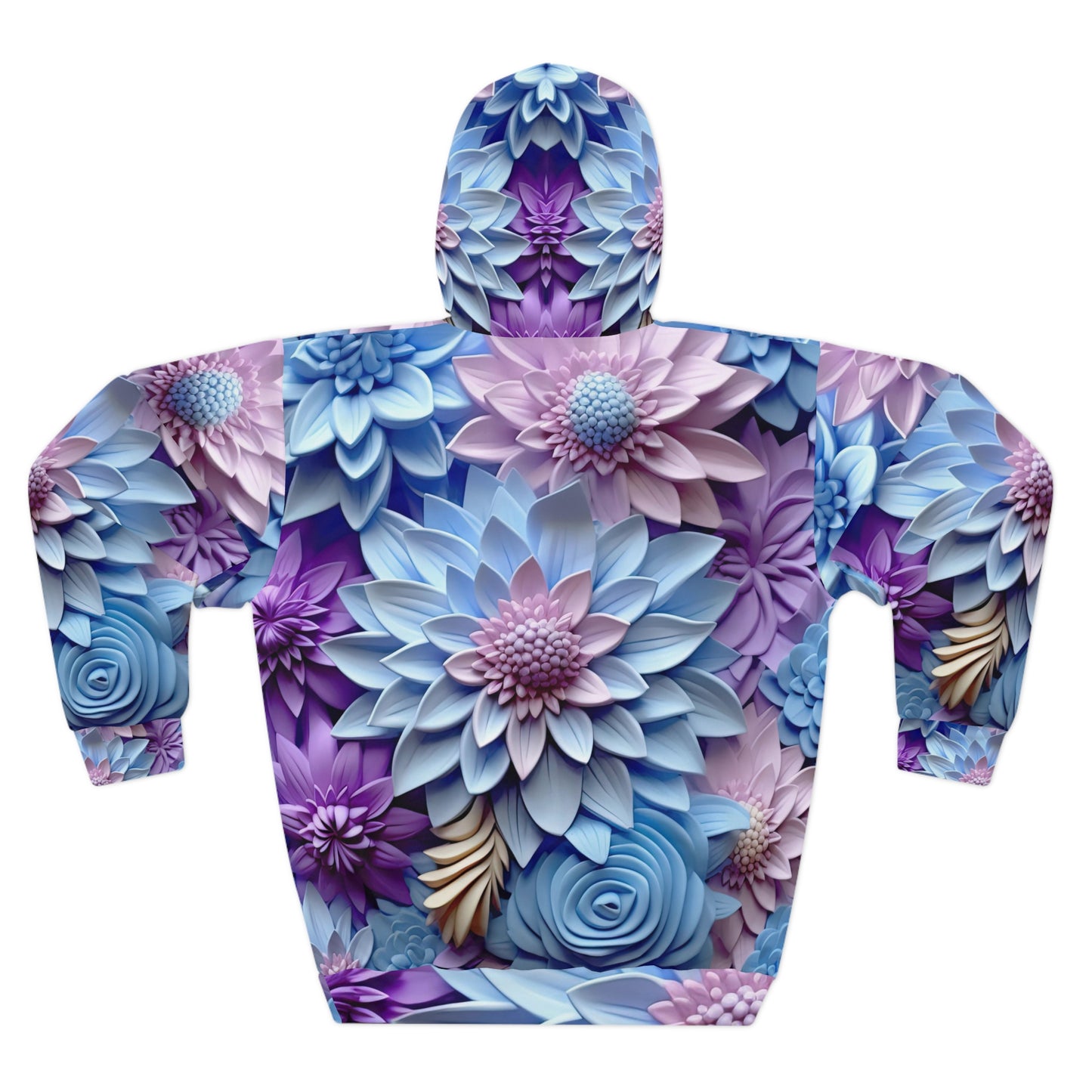 Soluvd Blue 3D Floral Unisex, Women's, Men's Pullover Hoodie