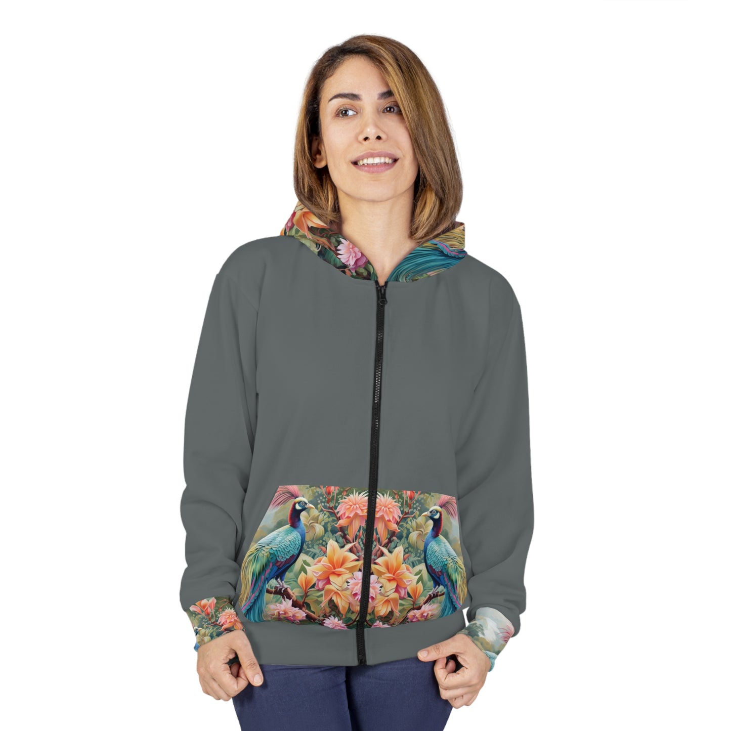Soluvd Blue Bird Unisex, Women's, Men's Zip Hoodie (AOP)