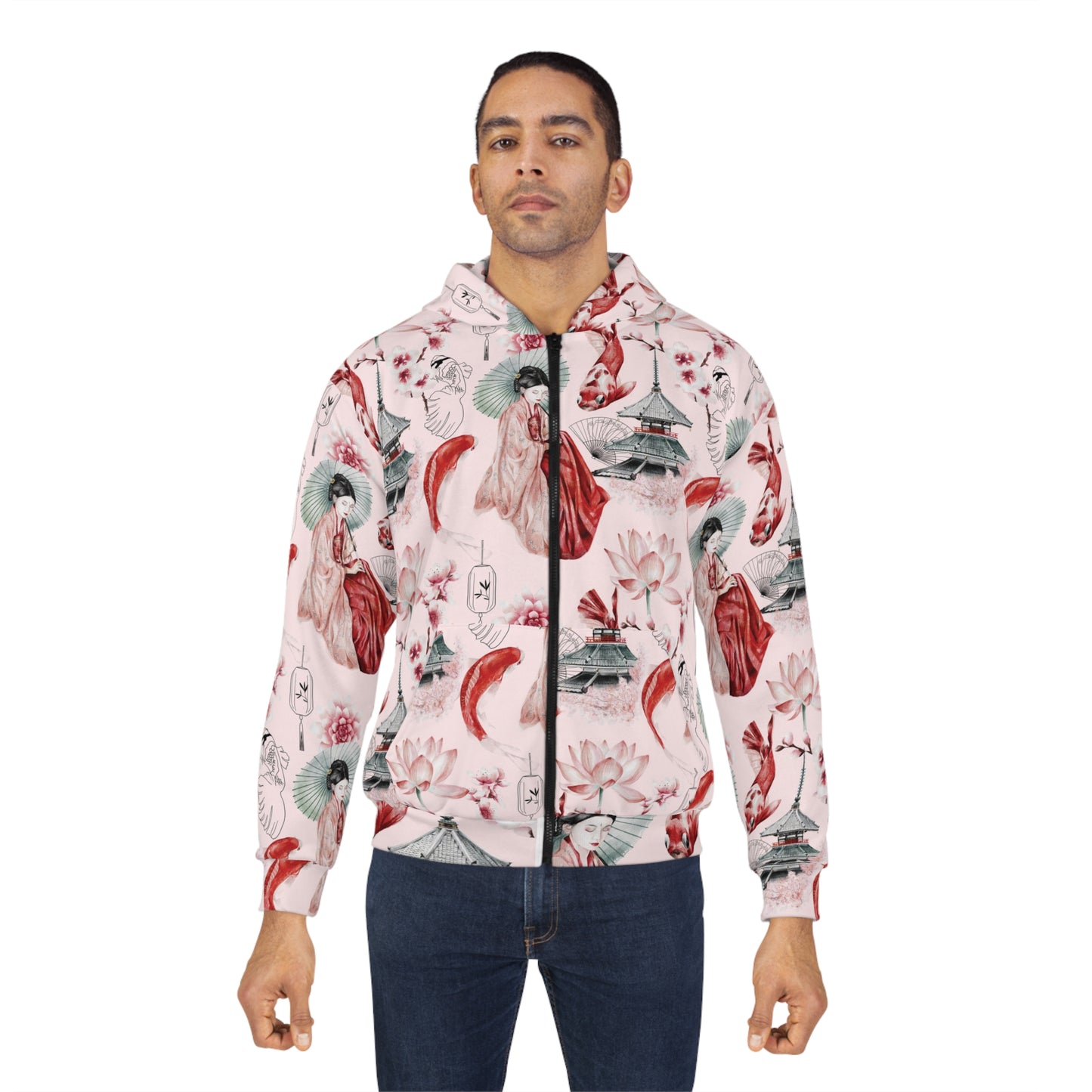 Soluvd Pink Pagoda Unisex, Women's, Men's Zip Hoodie