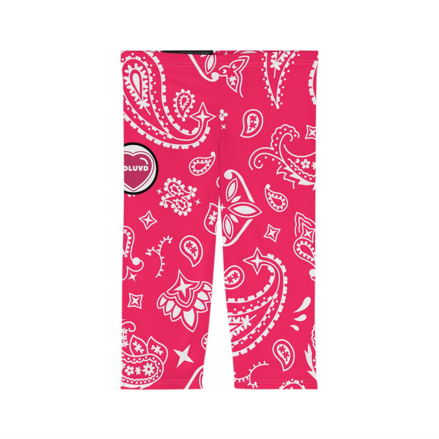 Soluvd Pink Bandana Women’s Capri Leggings, Yoga Leggings