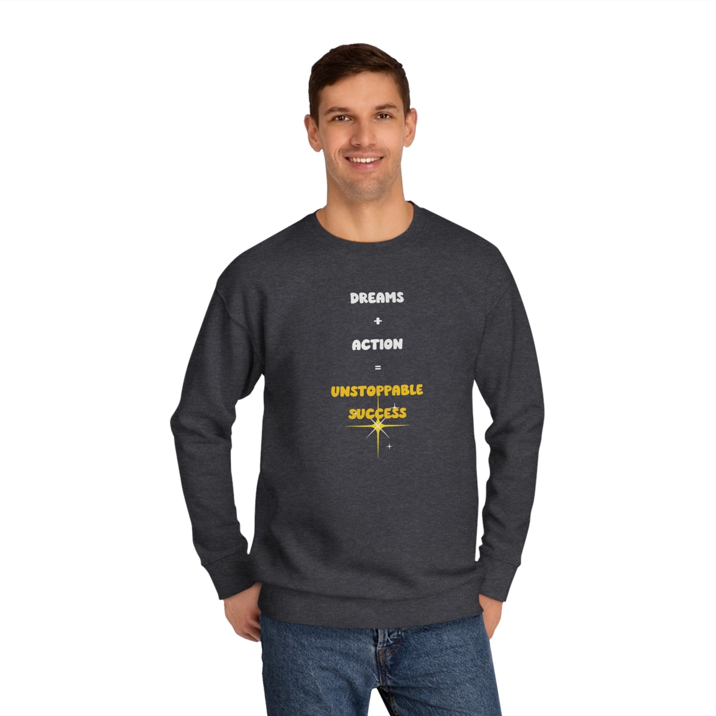 Soluvd Dreams + Action = Unstoppable Success Unisex, Women's, Men's Crew Sweatshirt