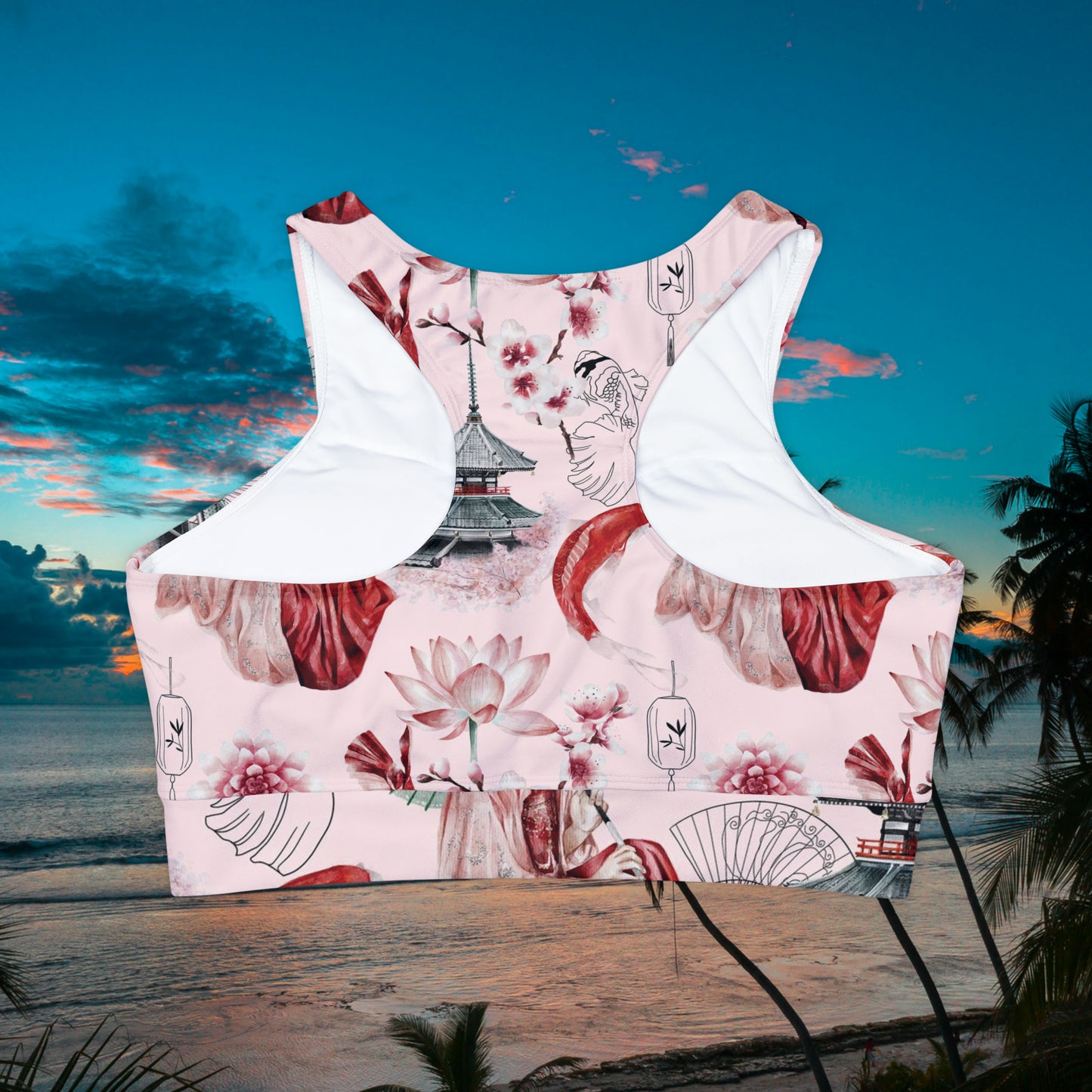 Soluvd Pink Pagoda Fully Lined, Padded Sports Bra