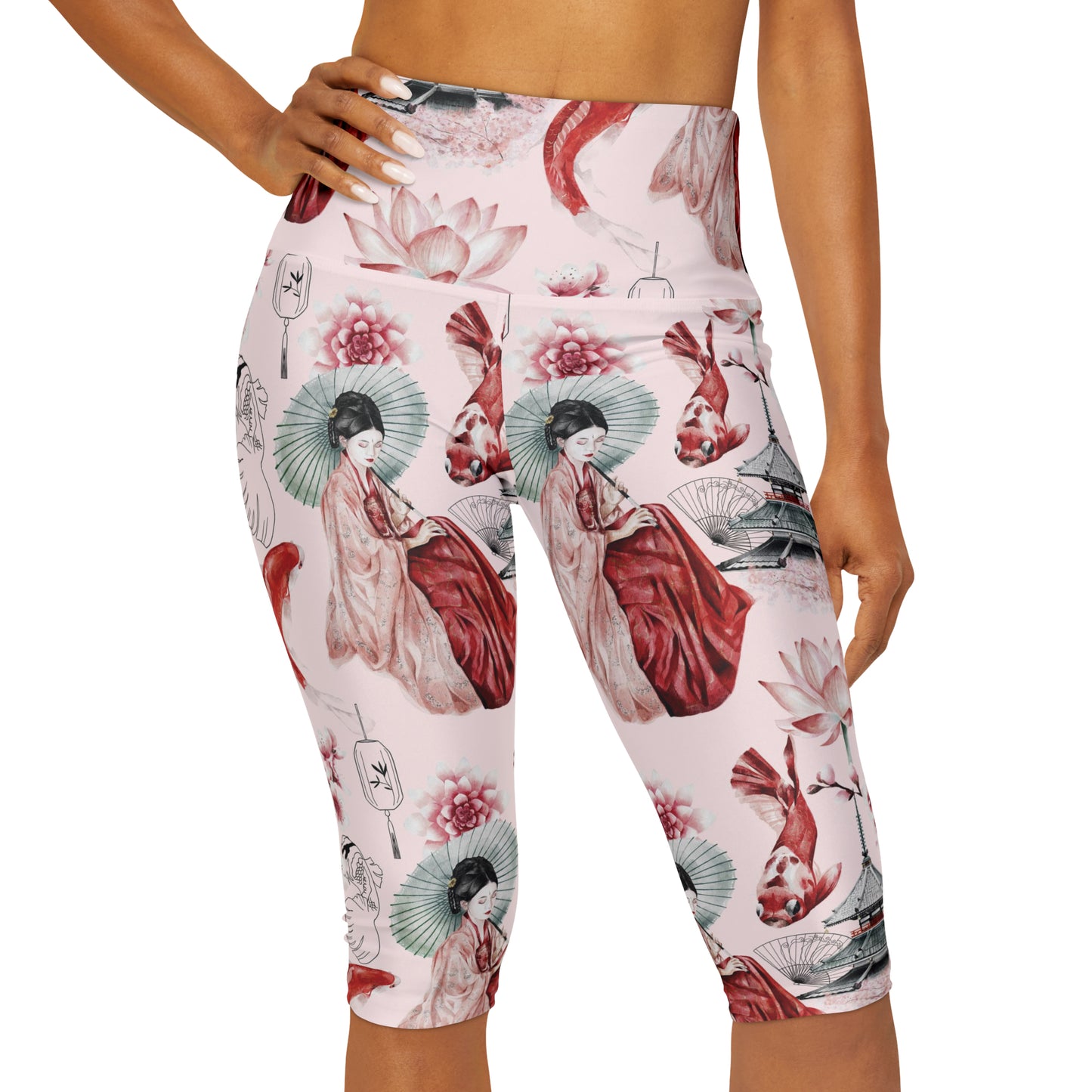 Soluvd Pink Pagoda Yoga Capri Leggings
