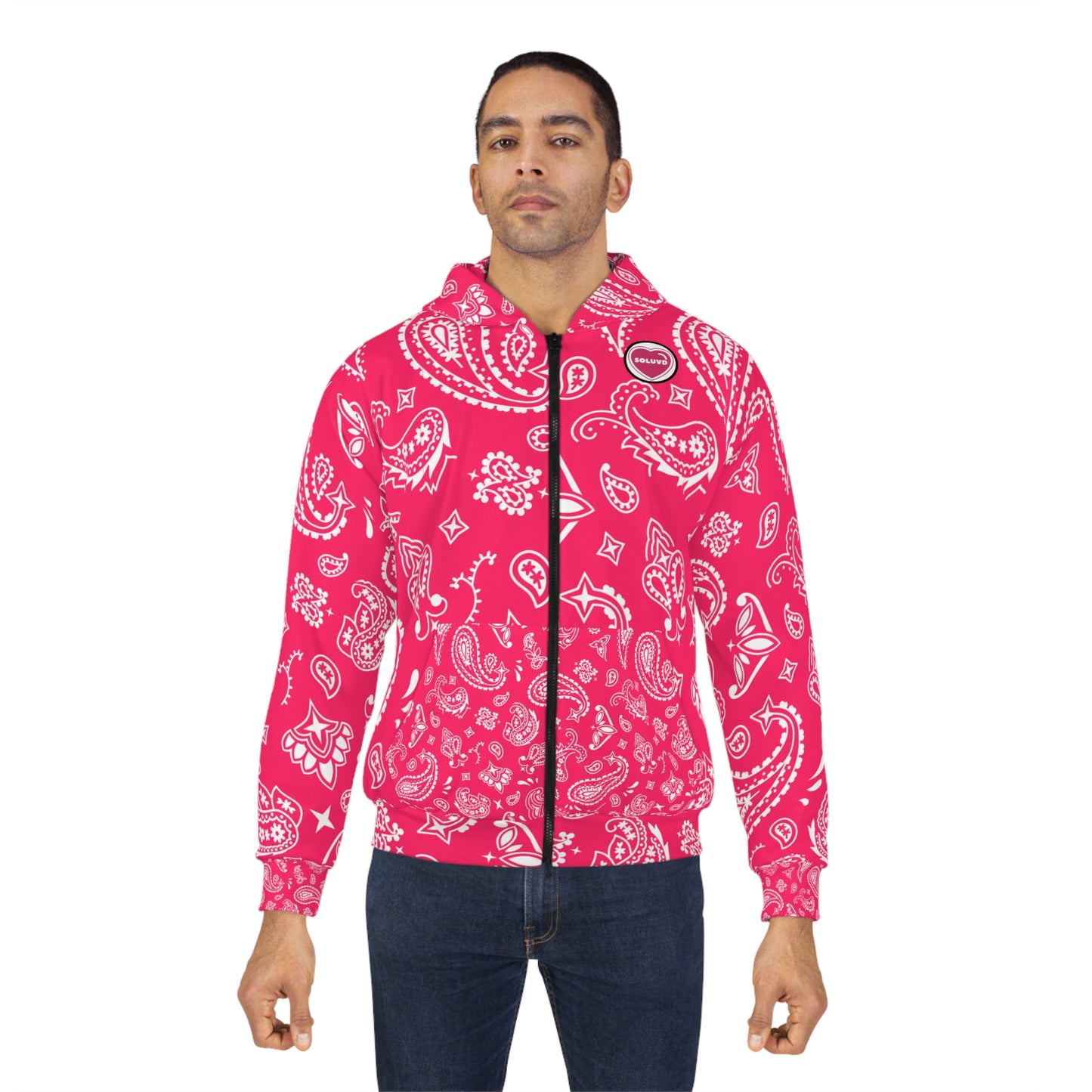 Soluvd Pink Bandana Unisex, Women's, Men's Zip Hoodie