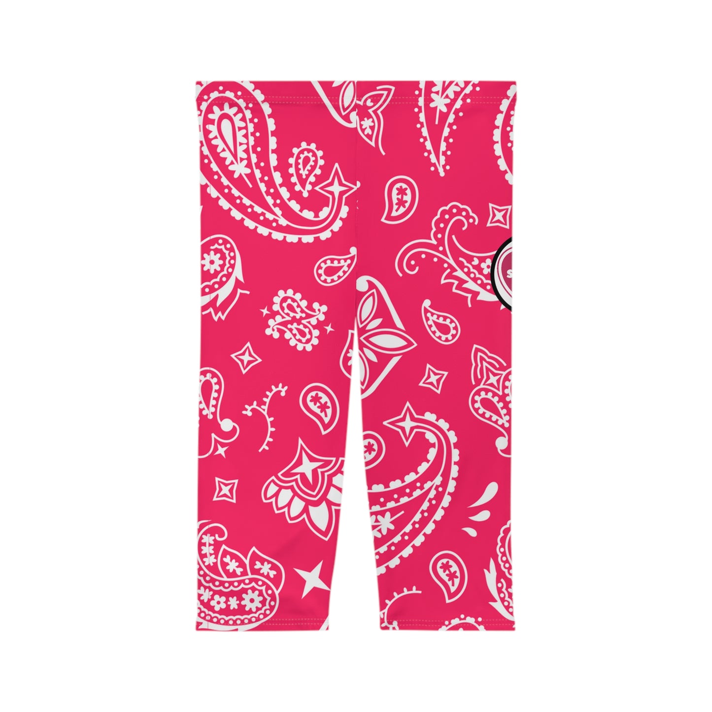 Soluvd Pink Bandana Women’s Capri Leggings, Yoga Leggings