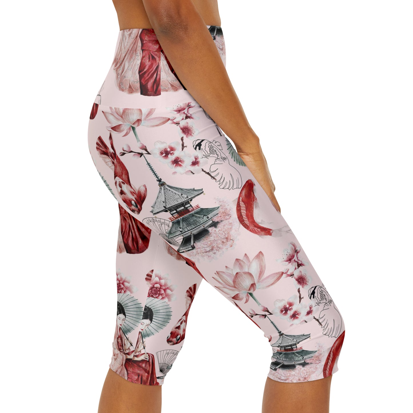 Soluvd Pink Pagoda Yoga Capri Leggings