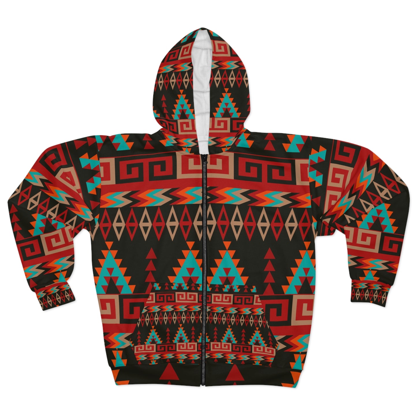 Soluvd Mayan Unisex, Women's, Men's Zip Hoodie (AOP)