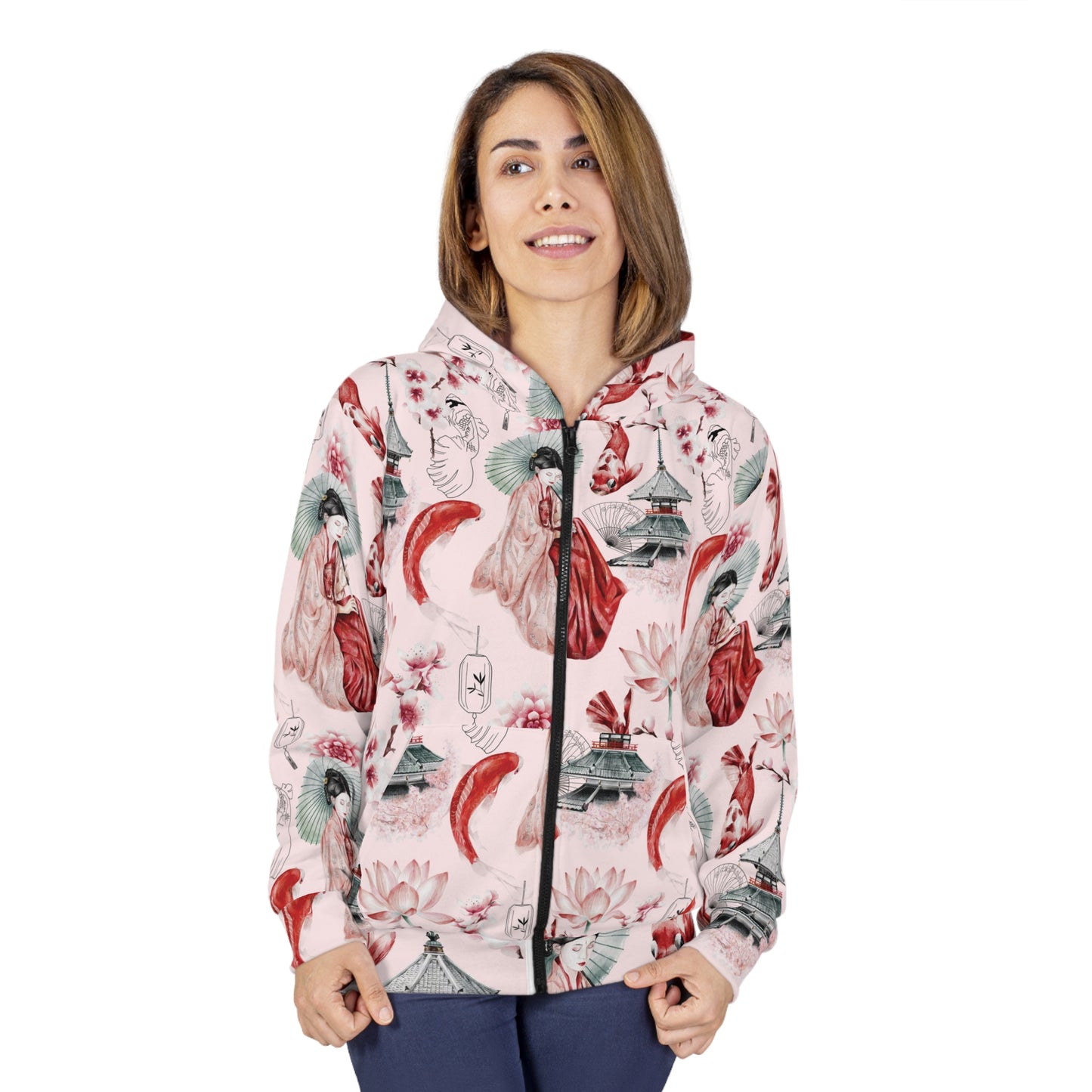 Soluvd Pink Pagoda Unisex, Women's, Men's Zip Hoodie