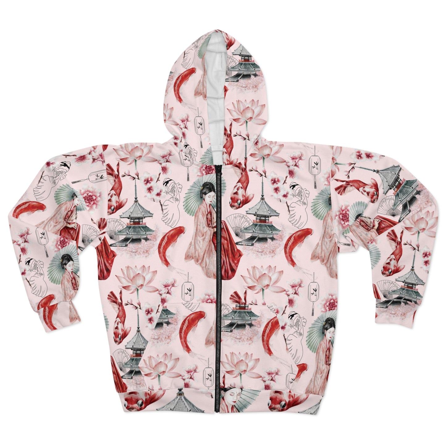 Soluvd Pink Pagoda Unisex, Women's, Men's Zip Hoodie