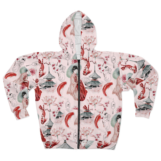 Soluvd Pink Pagoda Unisex, Women's, Men's Zip Hoodie