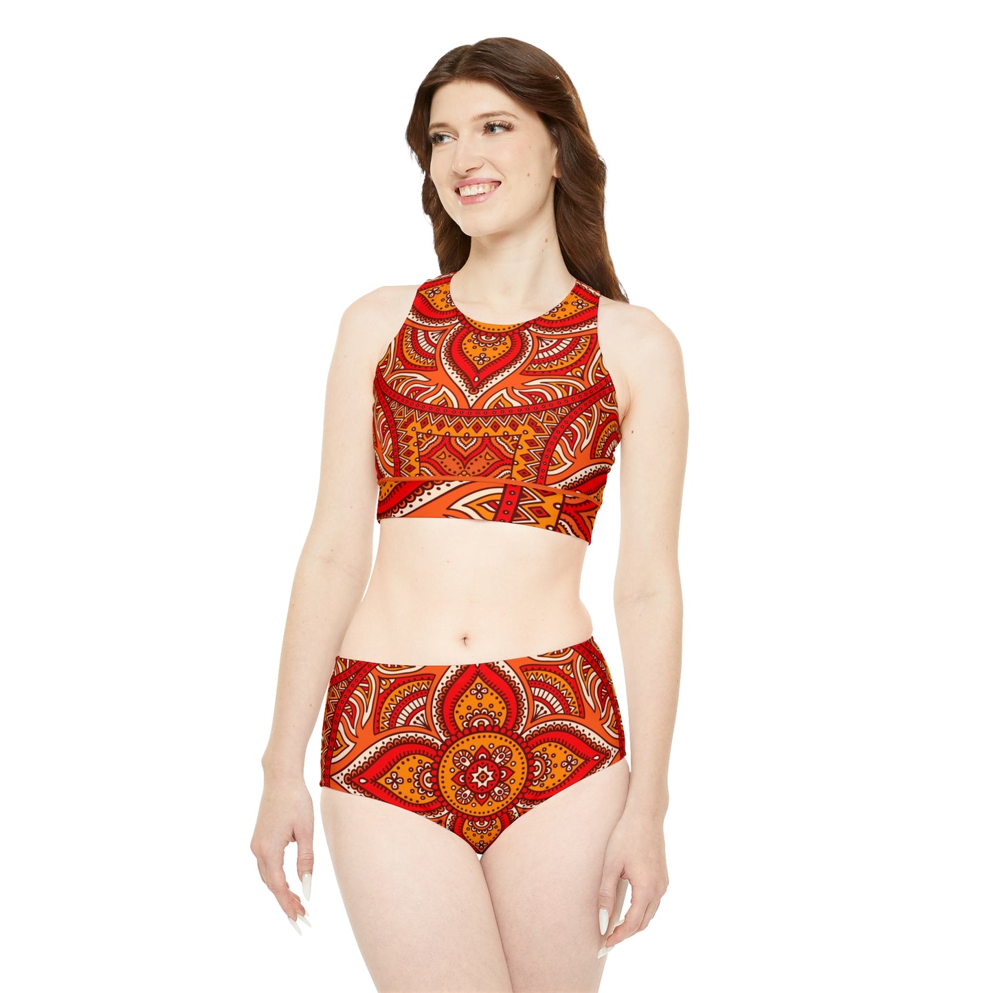 Soluvd Sporty Bikini Set Orange Mandala