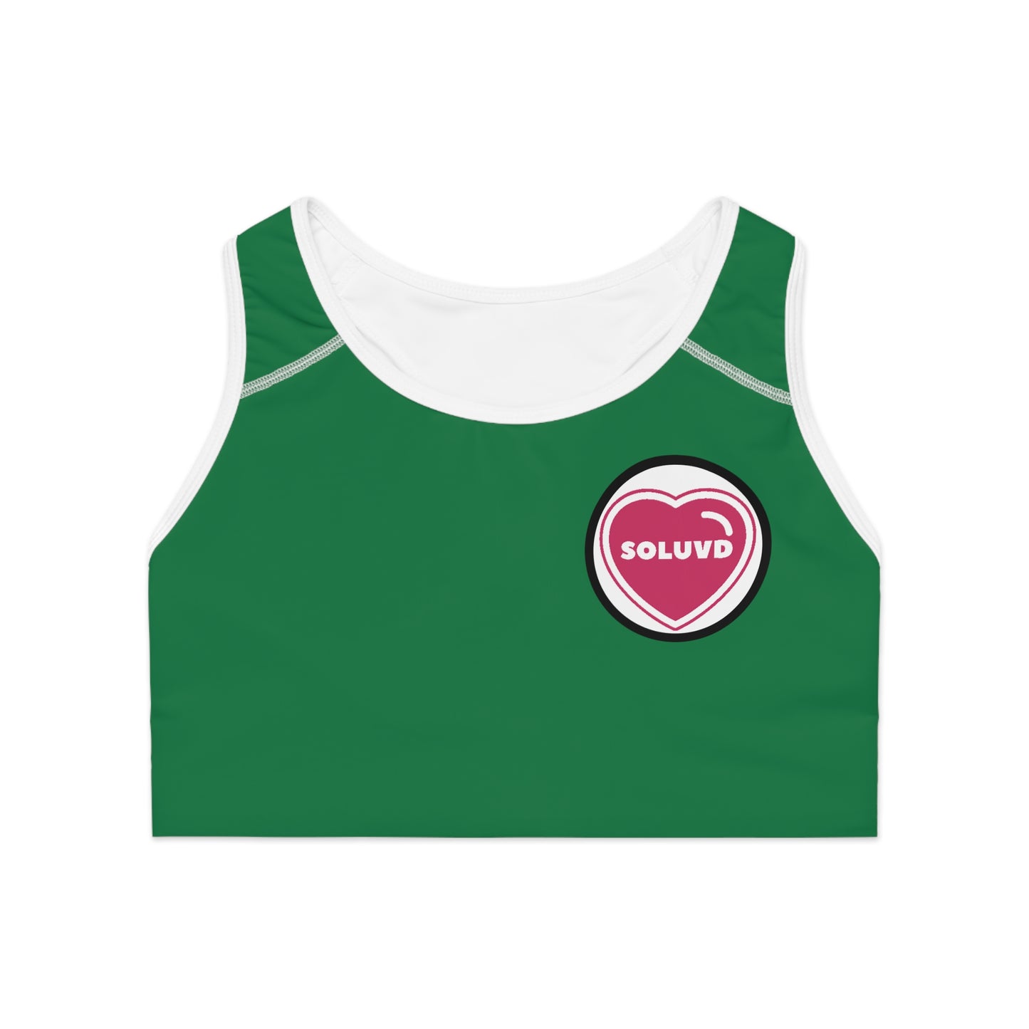 Soluvd Logo One Green Sports Bra (AOP)