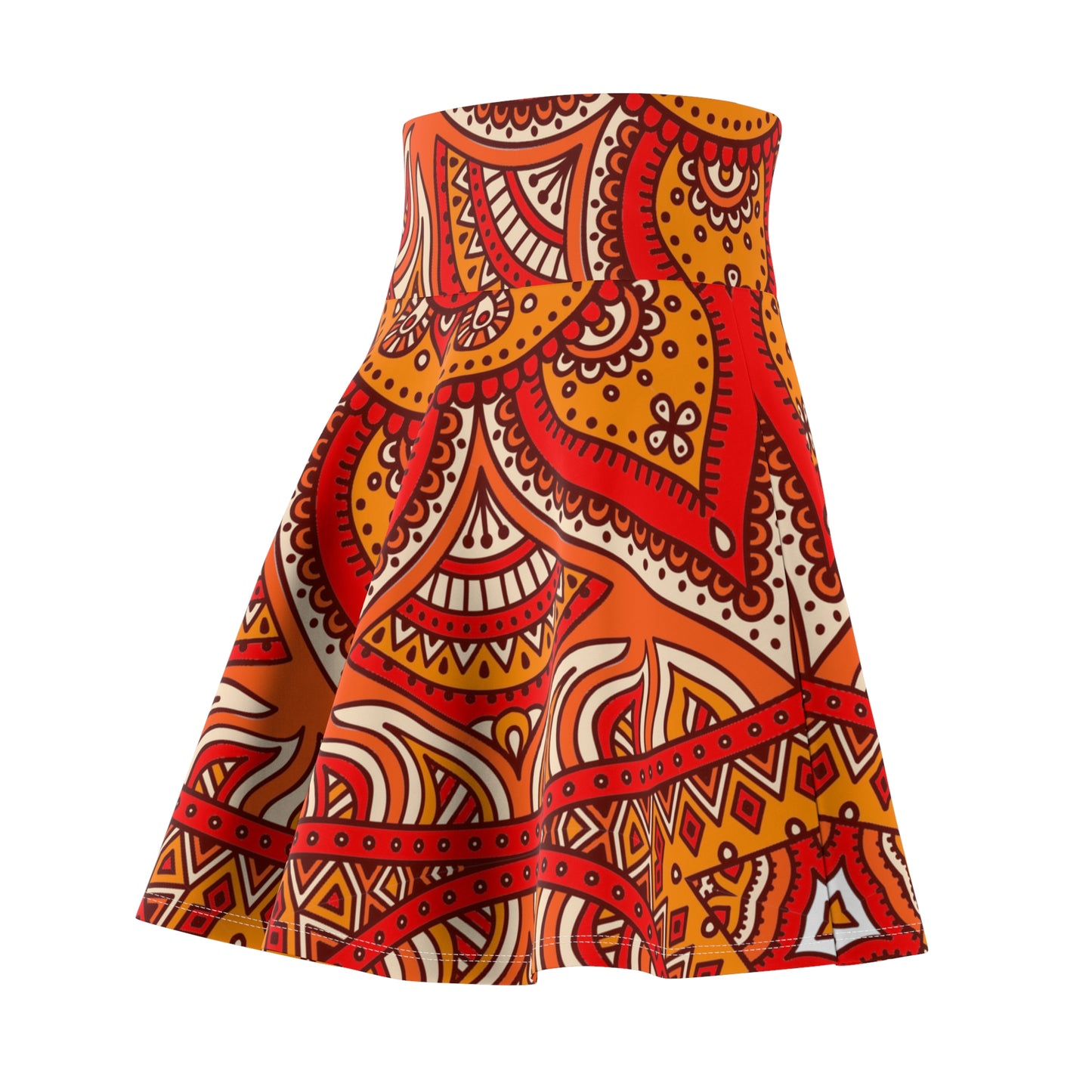 Soluvd Women's Skater Skirt Orange Mandala