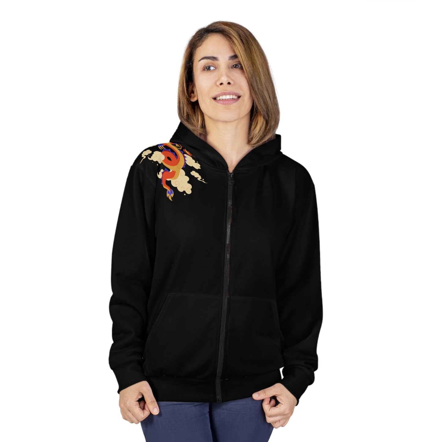 Soluvd Unisex Zip Dragon Hoodie (AOP)