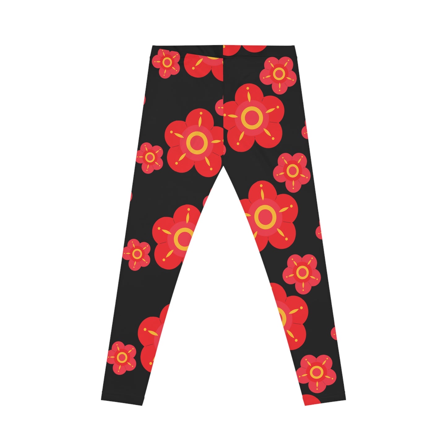 Soluvd Women's Red Flower Casual Leggings (AOP)