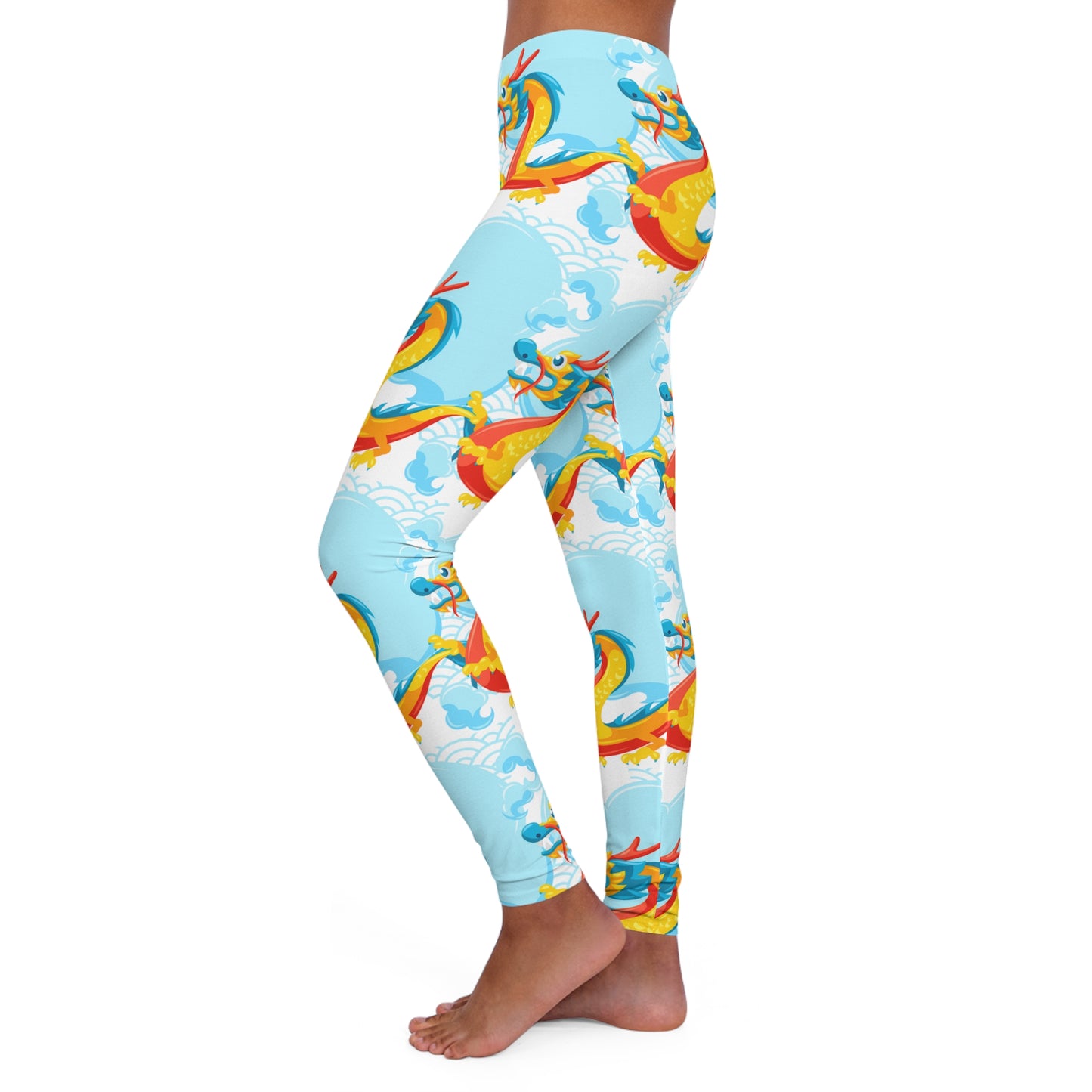Soluvd Women's Spandex yellow Dragon Leggings (AOP)