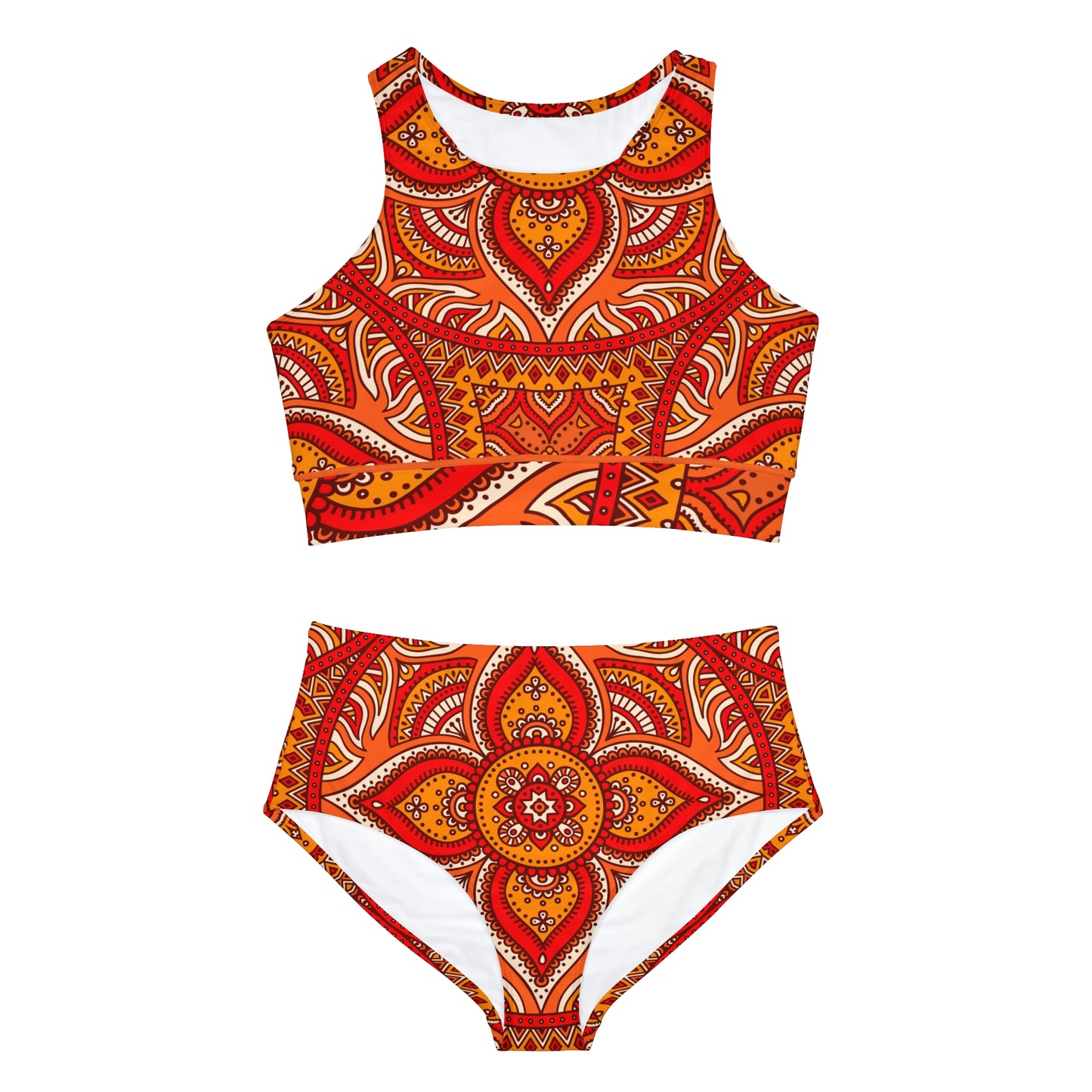 Soluvd Sporty Bikini Set Orange Mandala