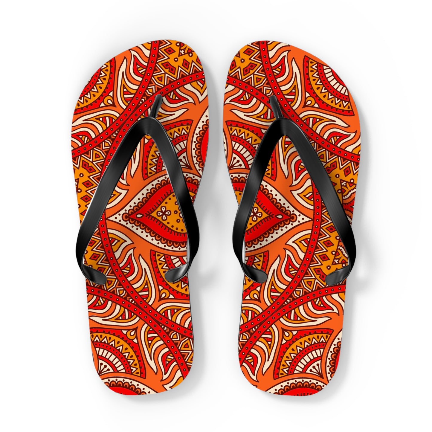 Soluvd Orange Mandala Flip Flops