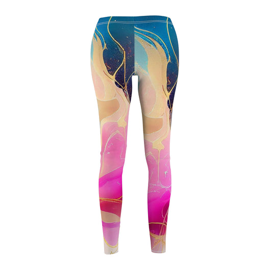 Soluvd Women's Cut & Sew Casual Leggings (AOP) Alcohol Ink