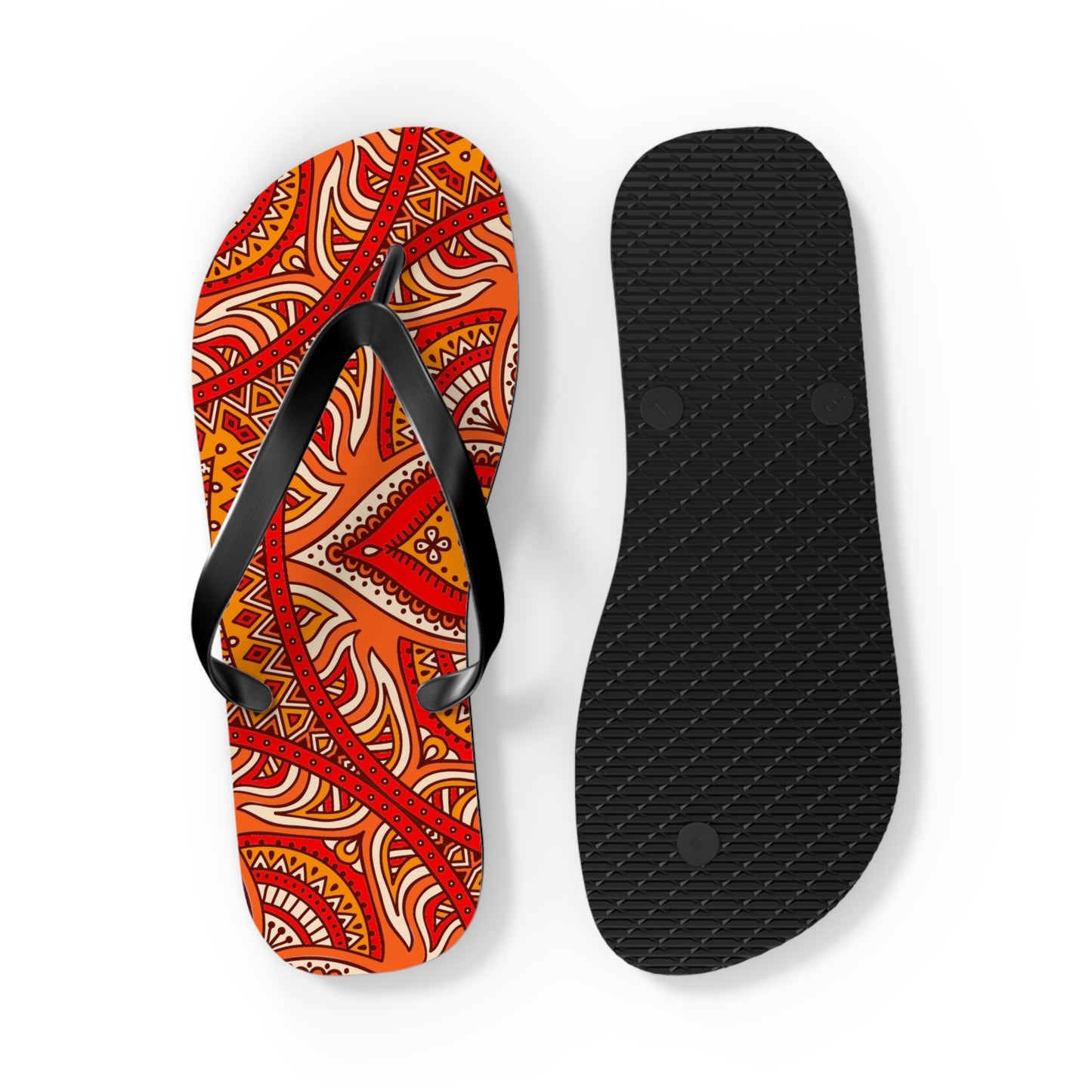 Soluvd Orange Mandala Flip Flops