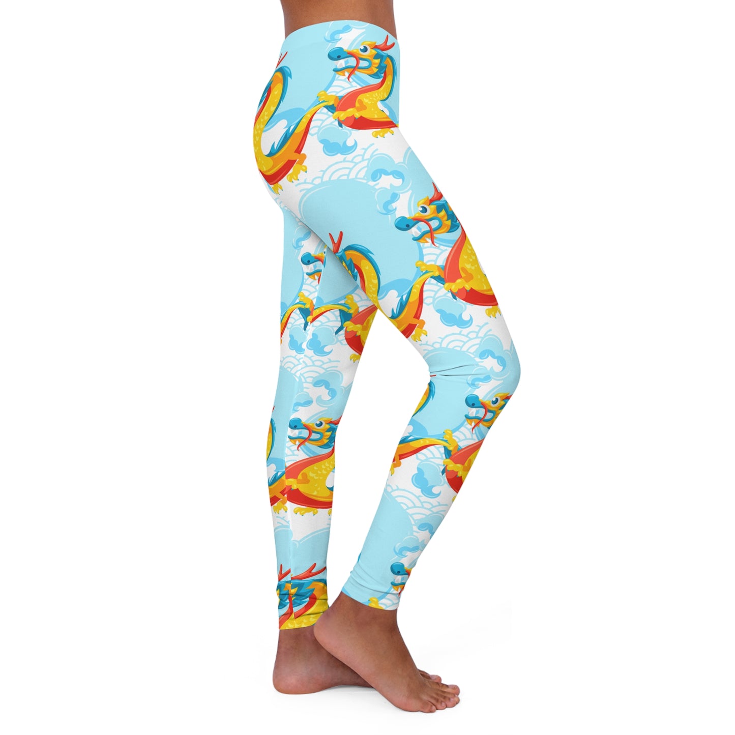 Soluvd Women's Spandex yellow Dragon Leggings (AOP)