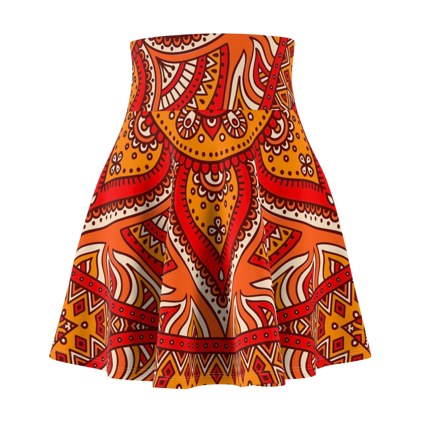 Soluvd Women's Skater Skirt Orange Mandala