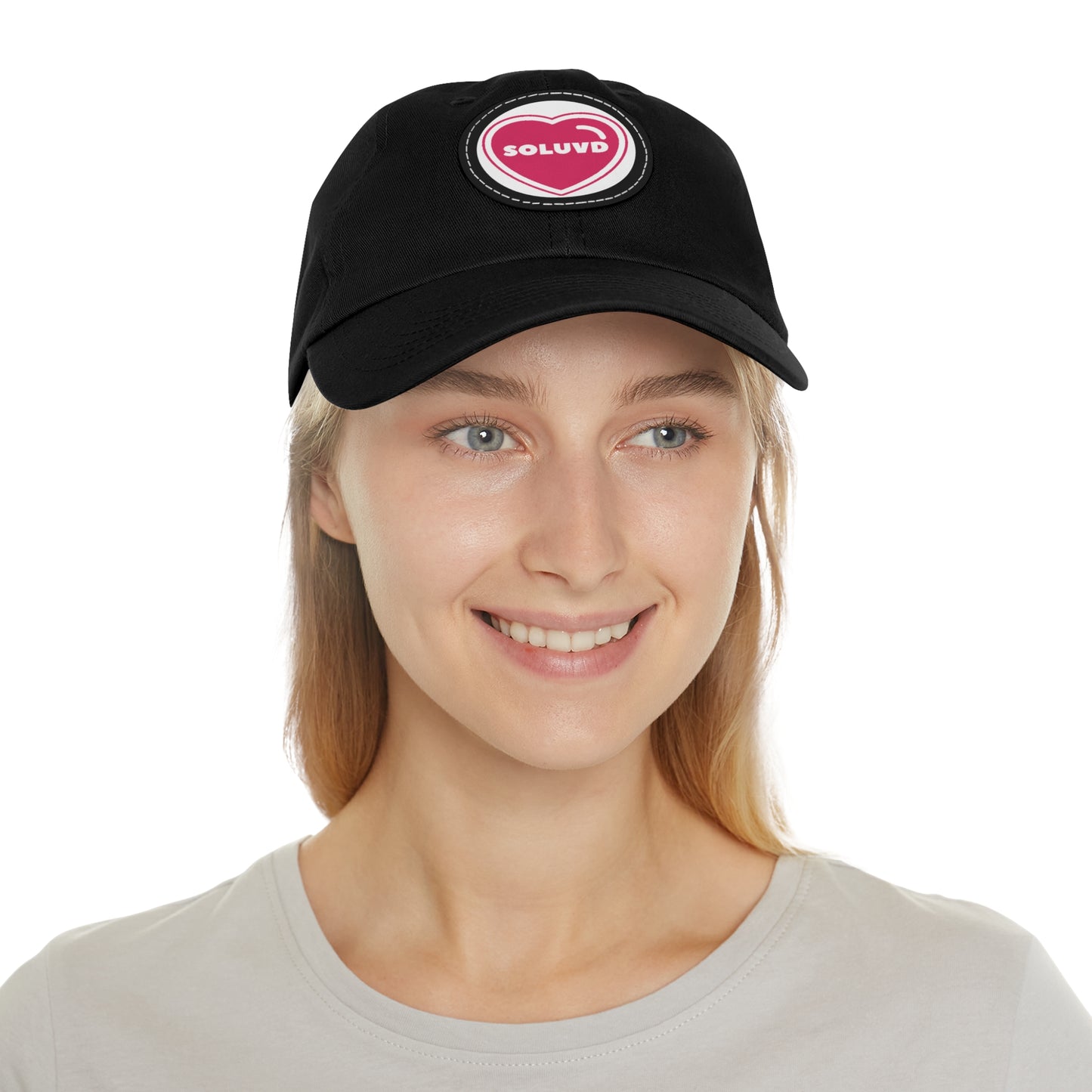 Soluvd Dad Hat with Logo One Leather Patch (Round)