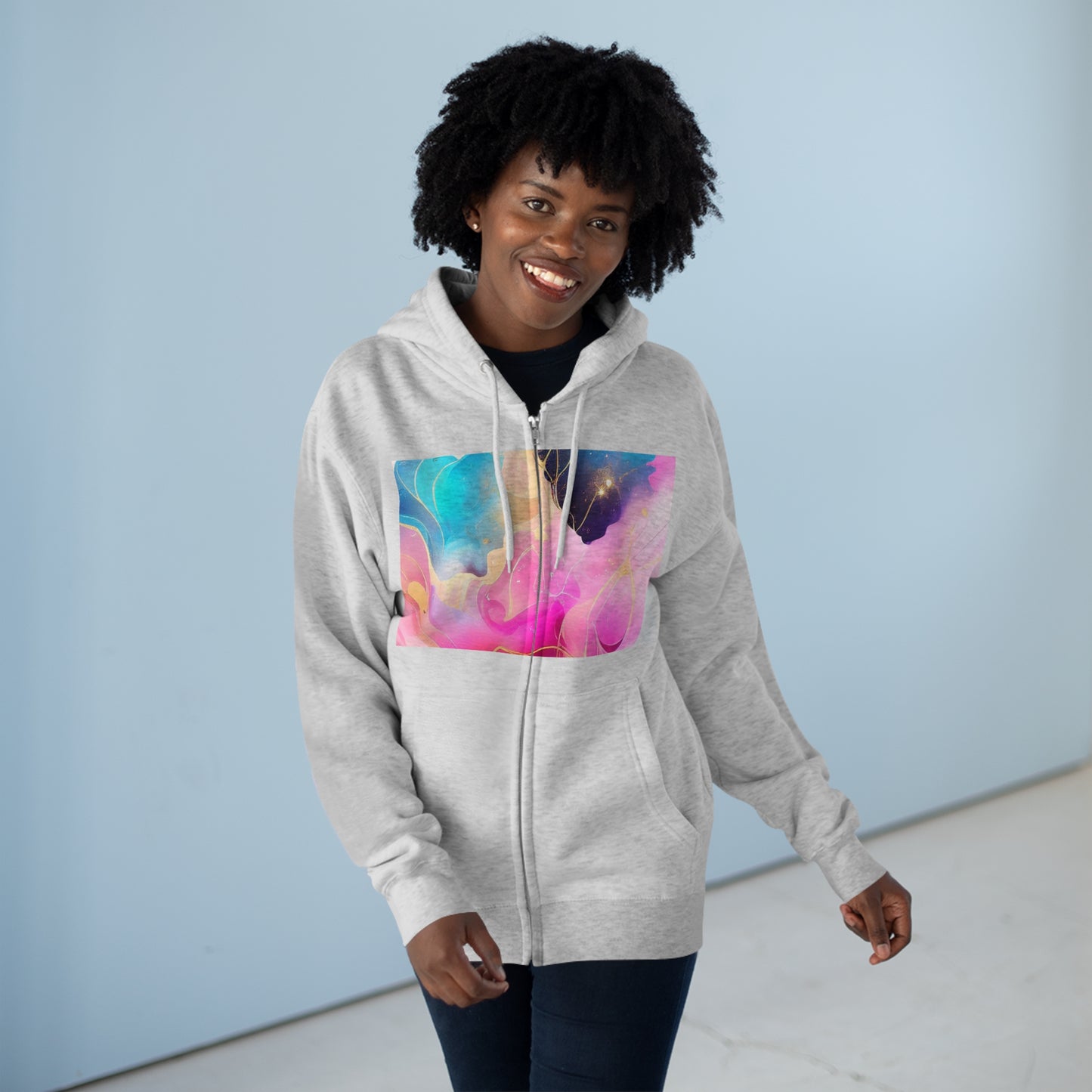 Soluvd Unisex Premium Full Zip Hoodie Alcohol Ink