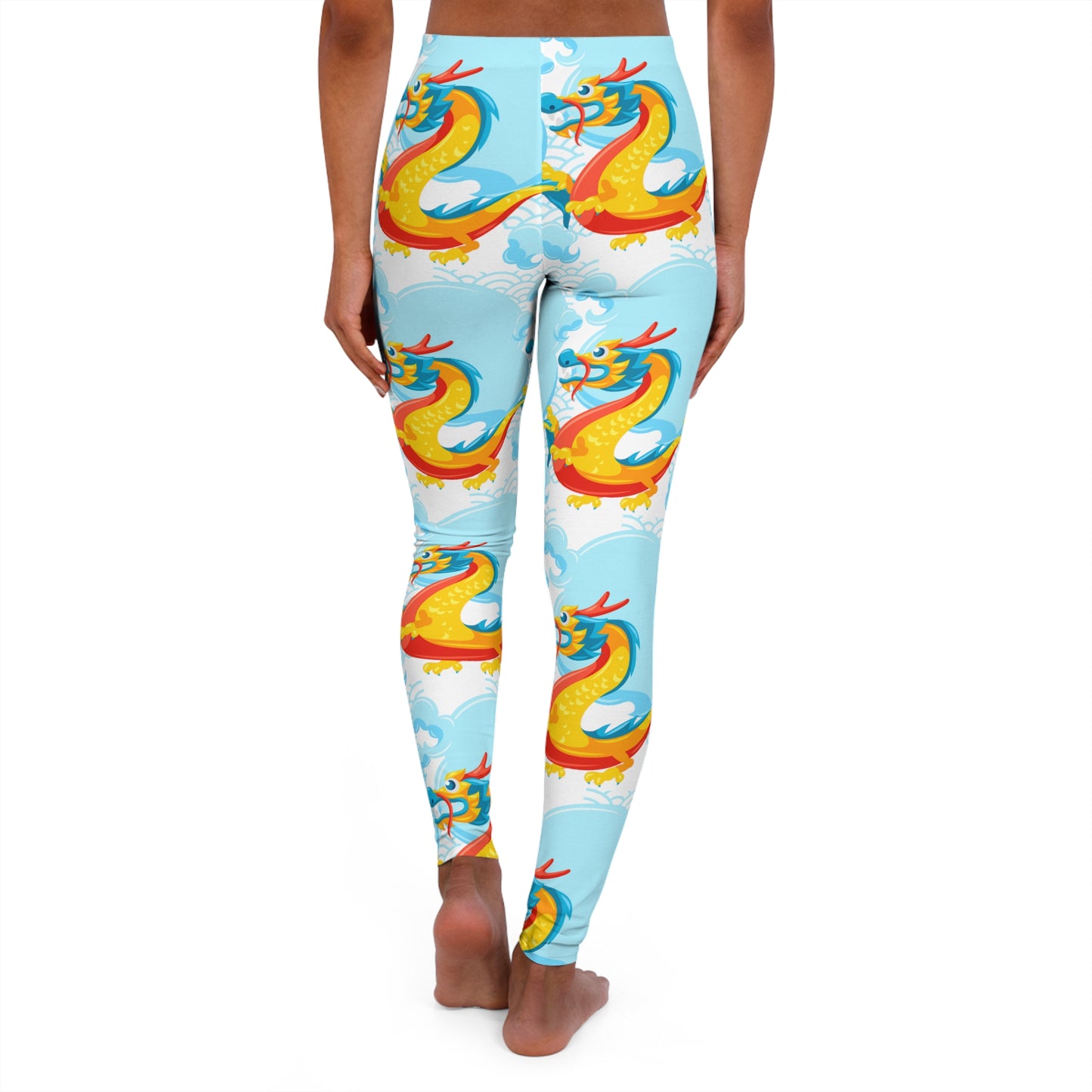 Soluvd Women's Spandex yellow Dragon Leggings (AOP)
