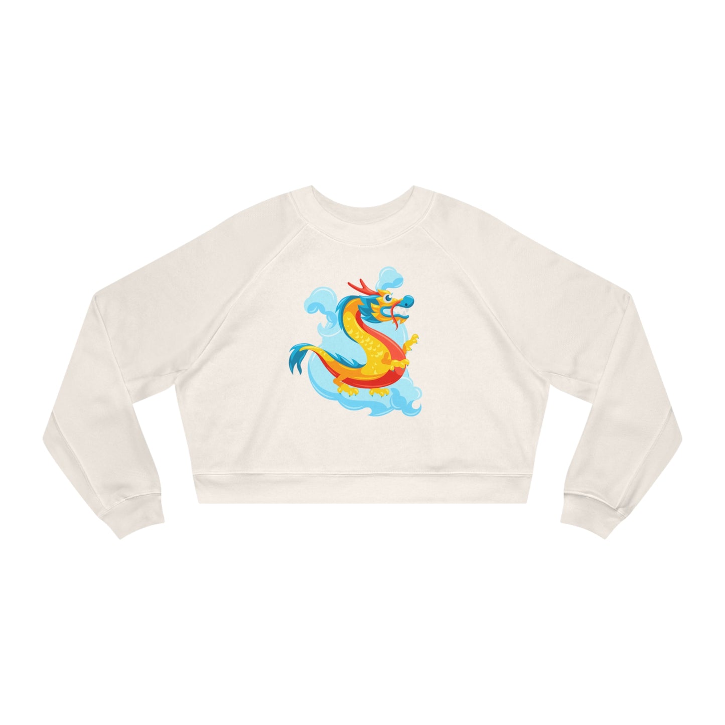 Soluvd Women's Cropped Fleece Yellow Dragon Pullover